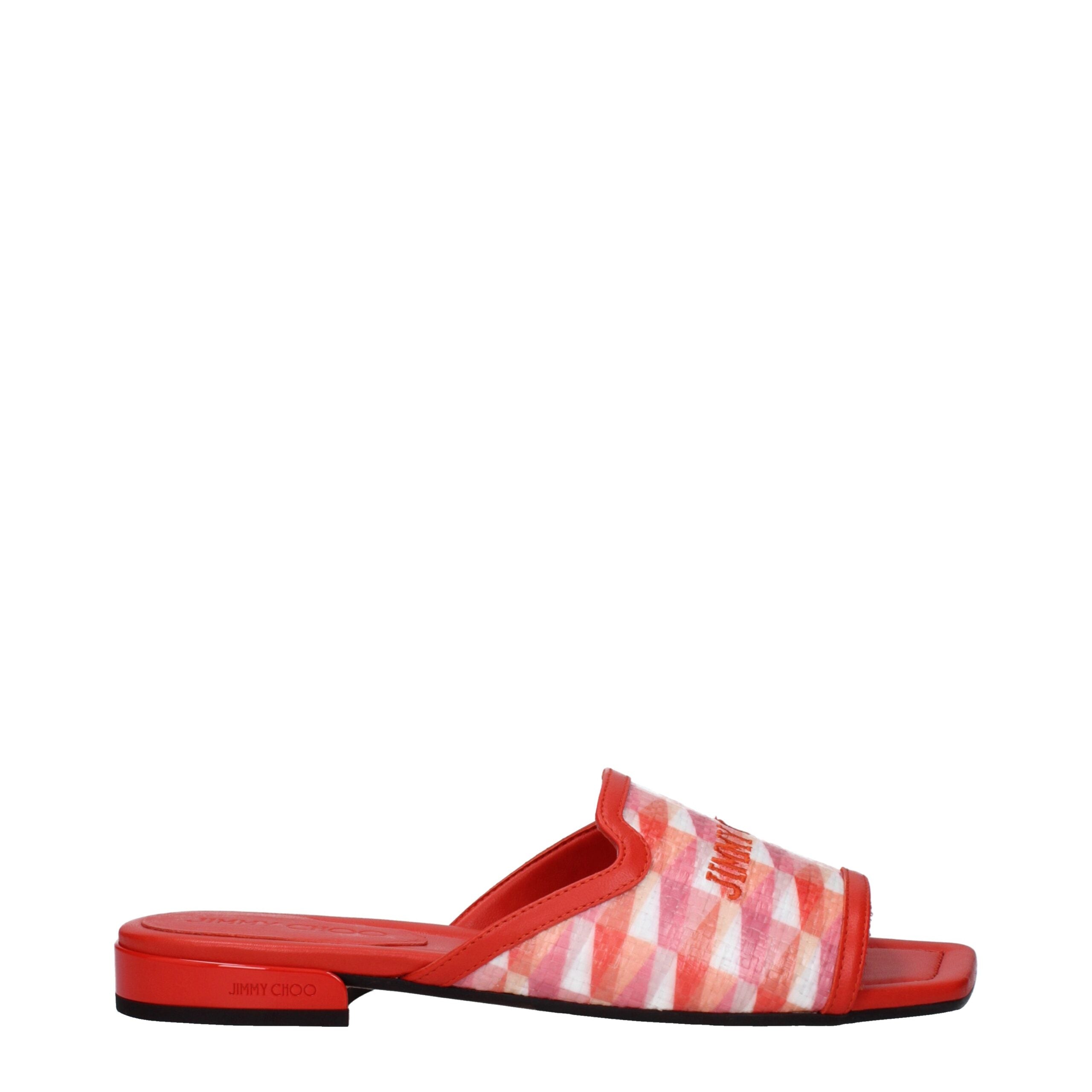 Jimmy Choo Orange Fabric Slippers