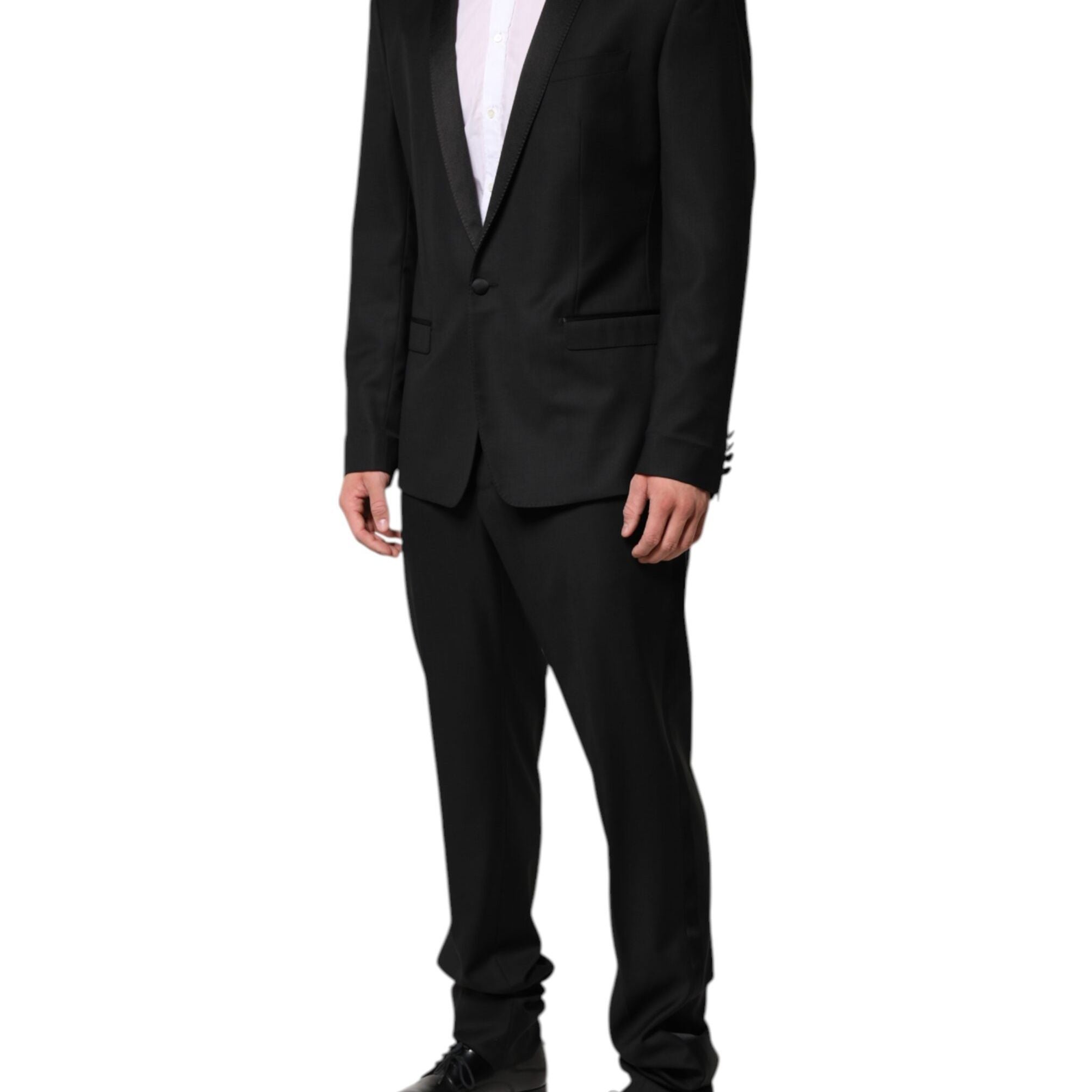 Dolce & Gabbana Black Wool Men Single Breasted 2 Piece Suit