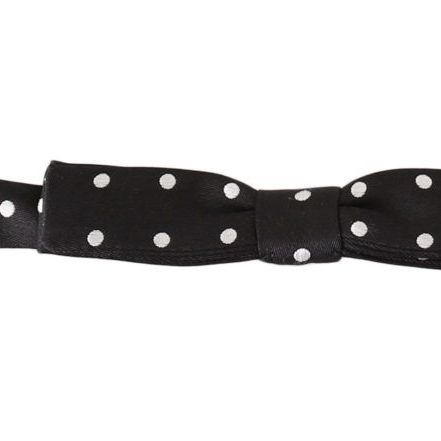 Dolce & Gabbana Black 100% Silk Polka Dot Adjustable Neck Bow Tie