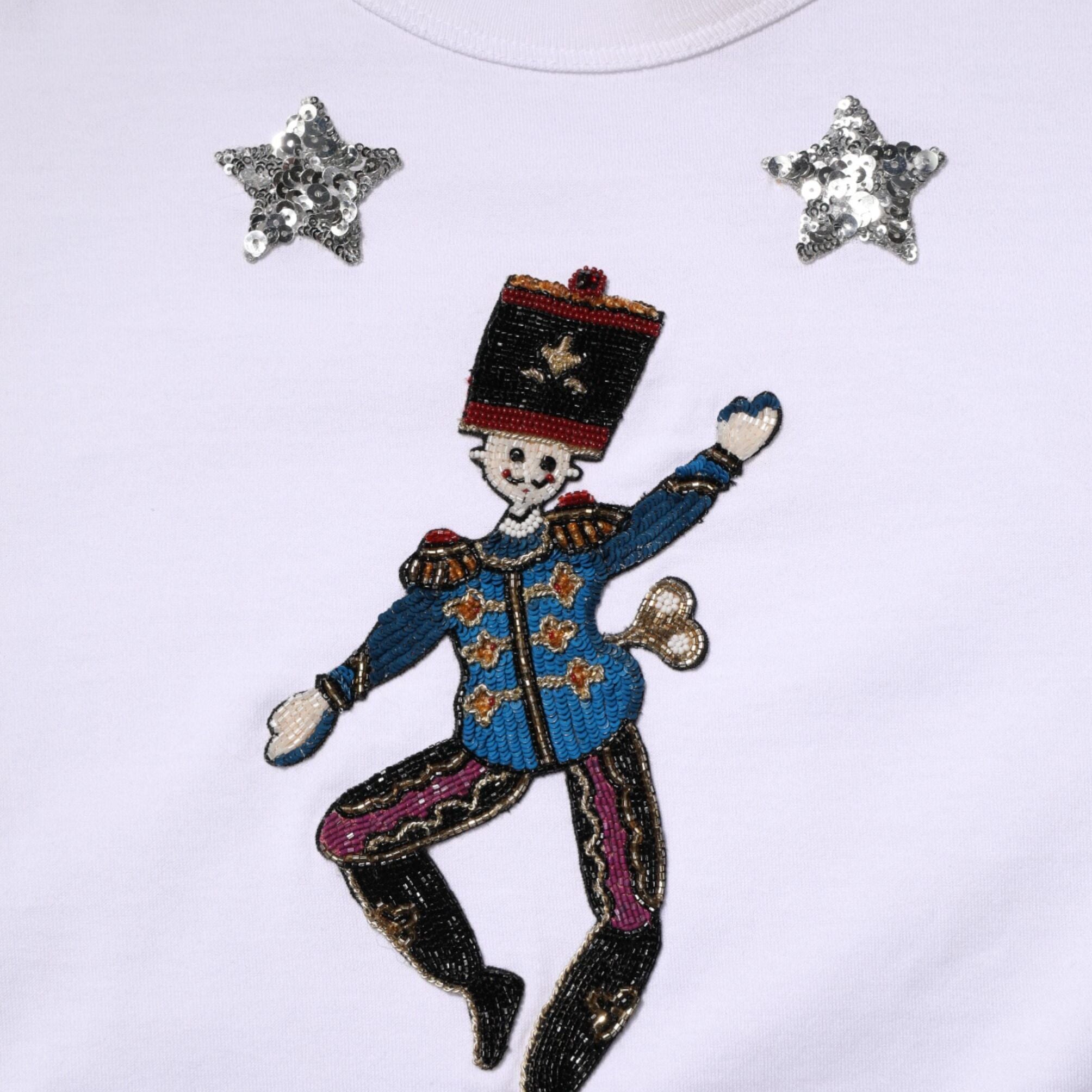 Dolce & Gabbana White Cotton Sequin Embellished Top T-shirt