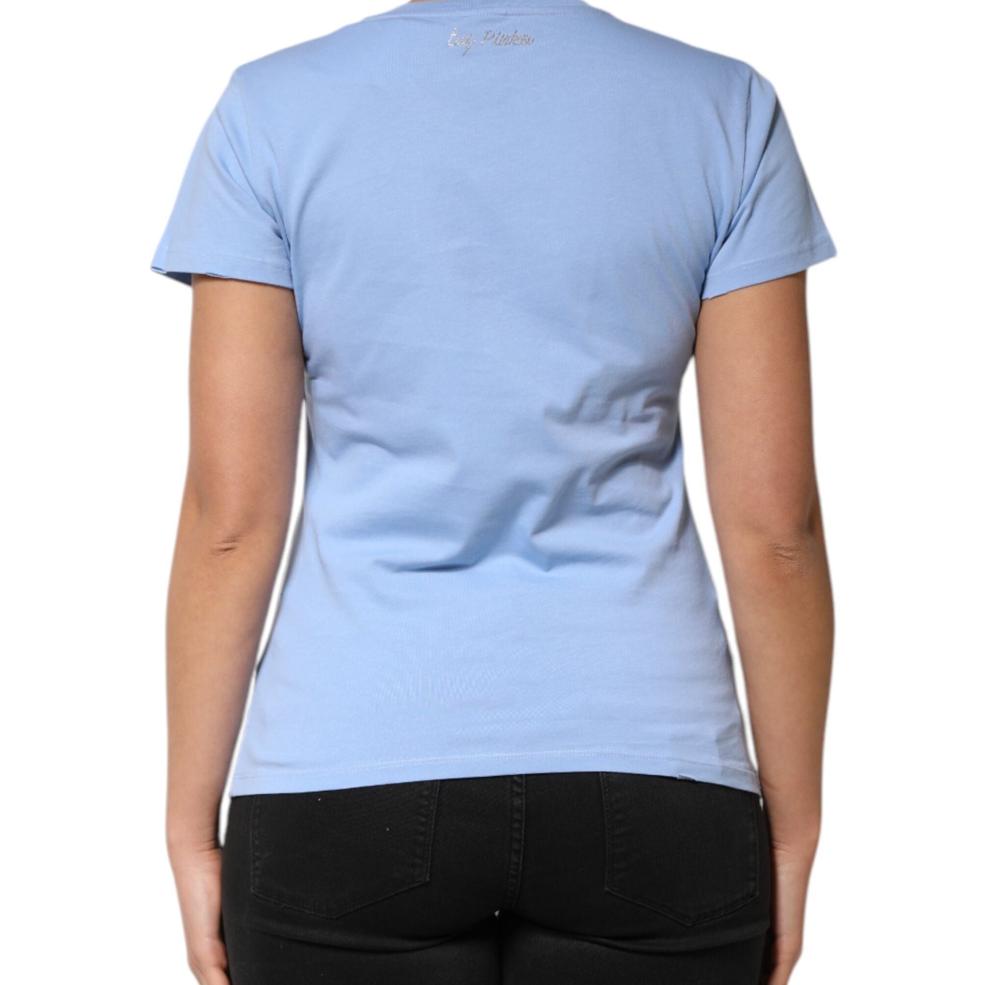 PINKO Blue Love Story Sequined Embellished Short Sleeves T-shirt