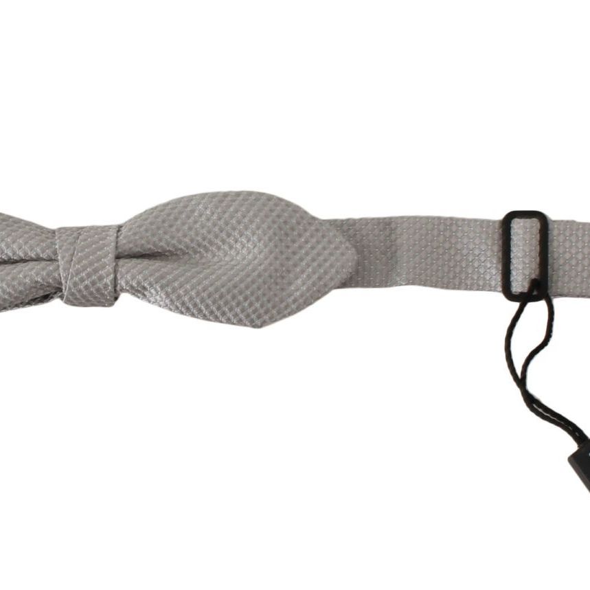 Dolce & Gabbana Gray 100% Silk Faille Adjustable Neck Bow Tie Papillon