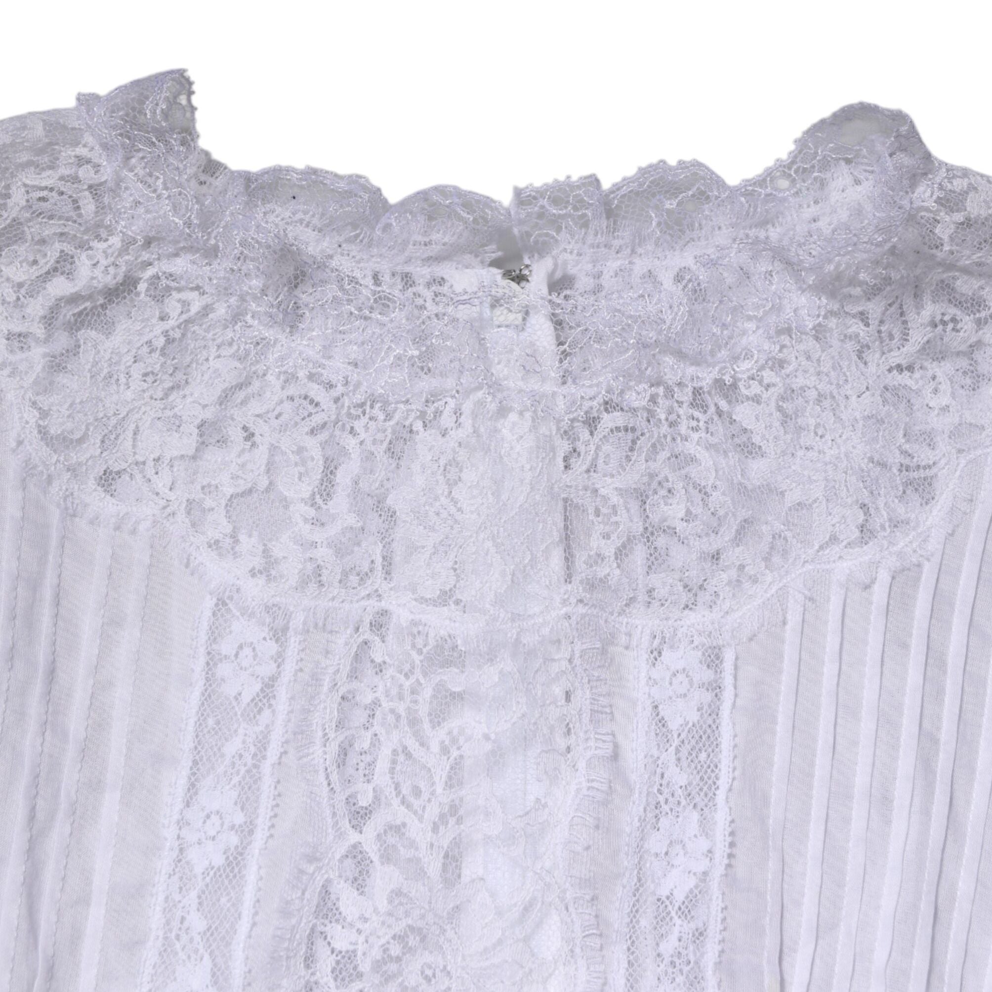 Dolce & Gabbana White Cotton Floral Lace Long Sleeves Top