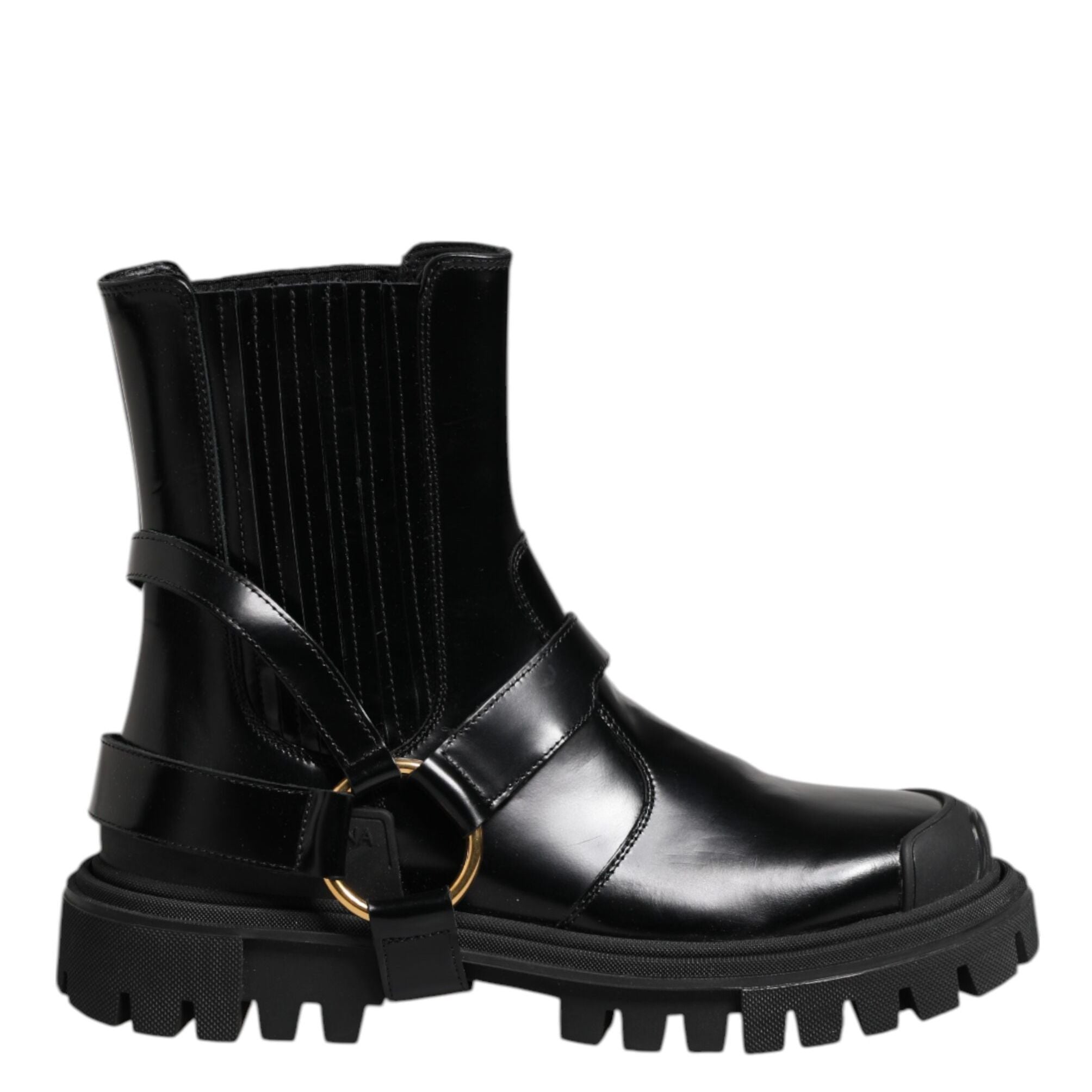 Dolce & Gabbana Black Leather Chelsea women Short Boots Shoes
