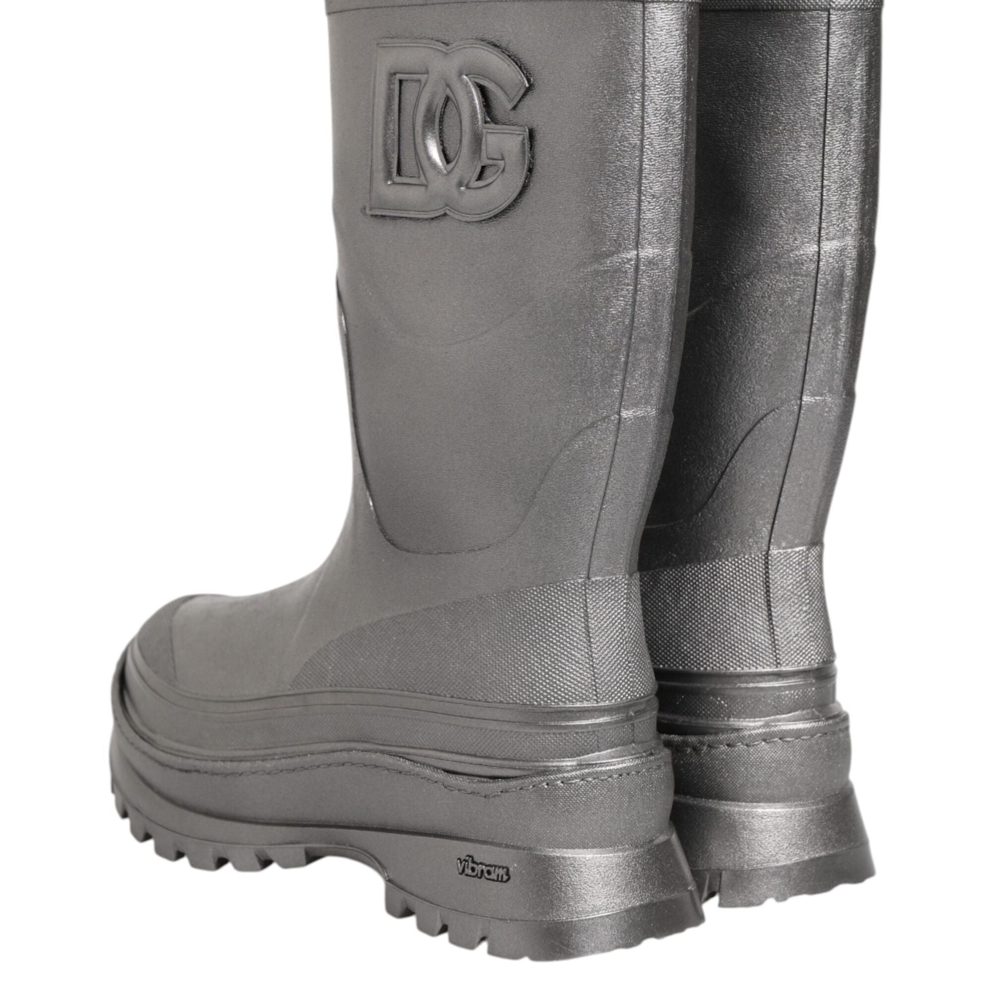 Dolce & Gabbana Metallic Silver Pull On Rain Boots Shoes