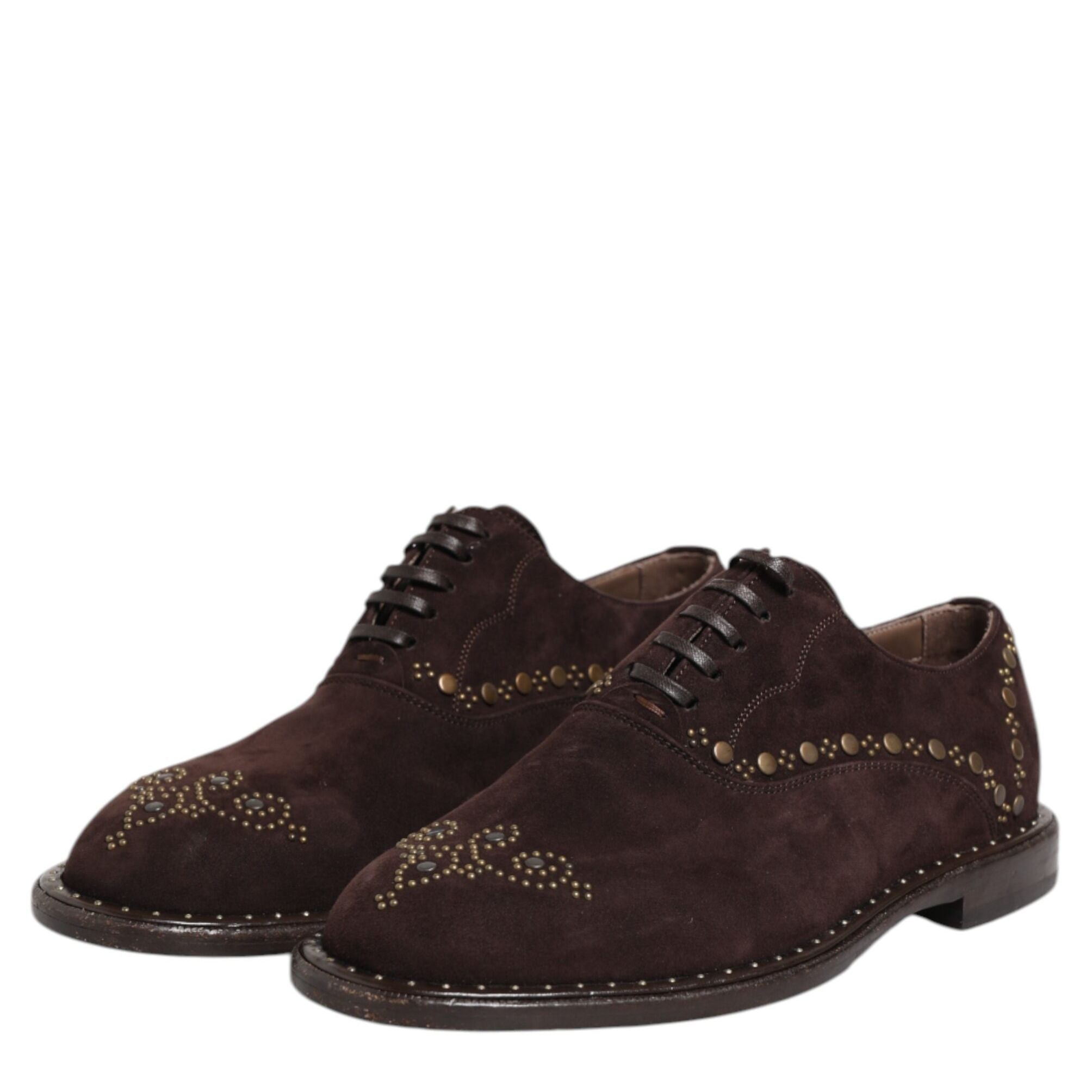Dolce & Gabbana Brown Velvet Lace Up Oxford Dress Shoes