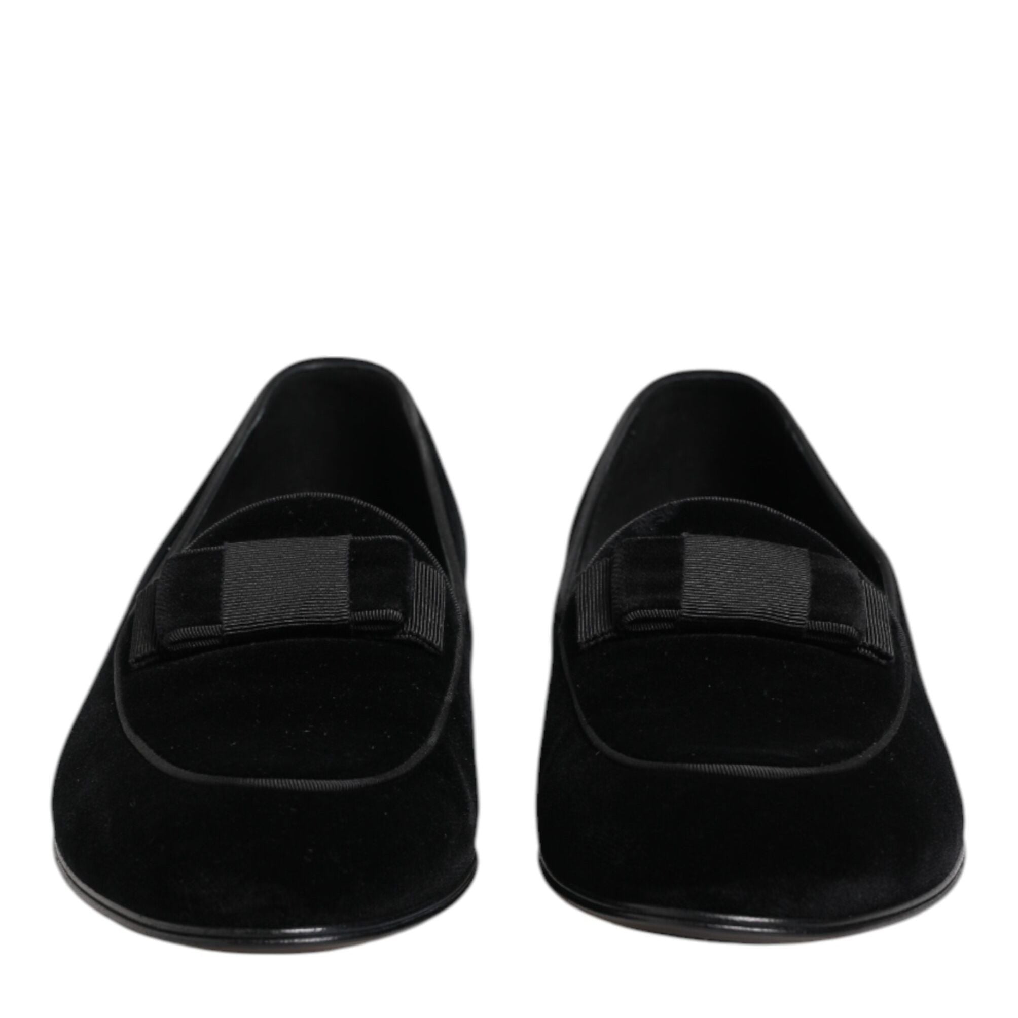 Dolce & Gabbana Black Velvet Loafers Formal Men Dress Shoes