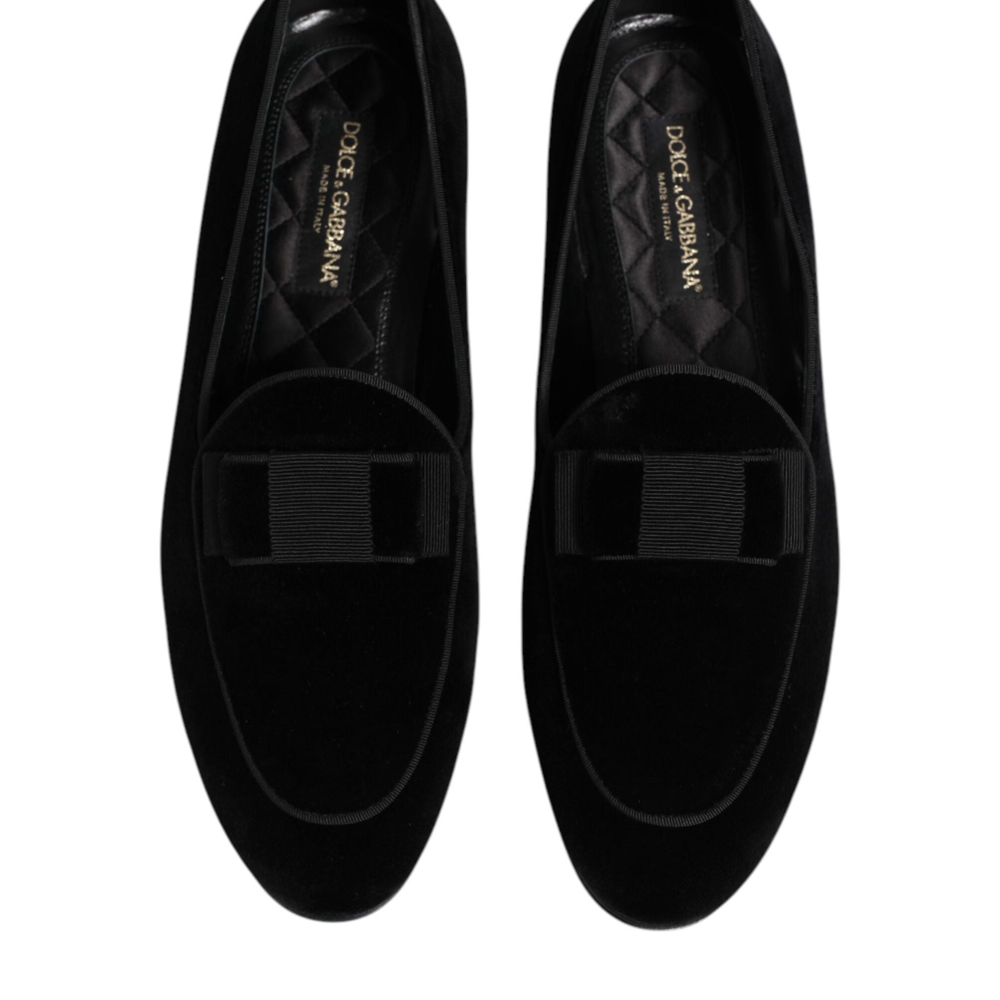 Dolce & Gabbana Black Velvet Loafers Formal Men Dress Shoes