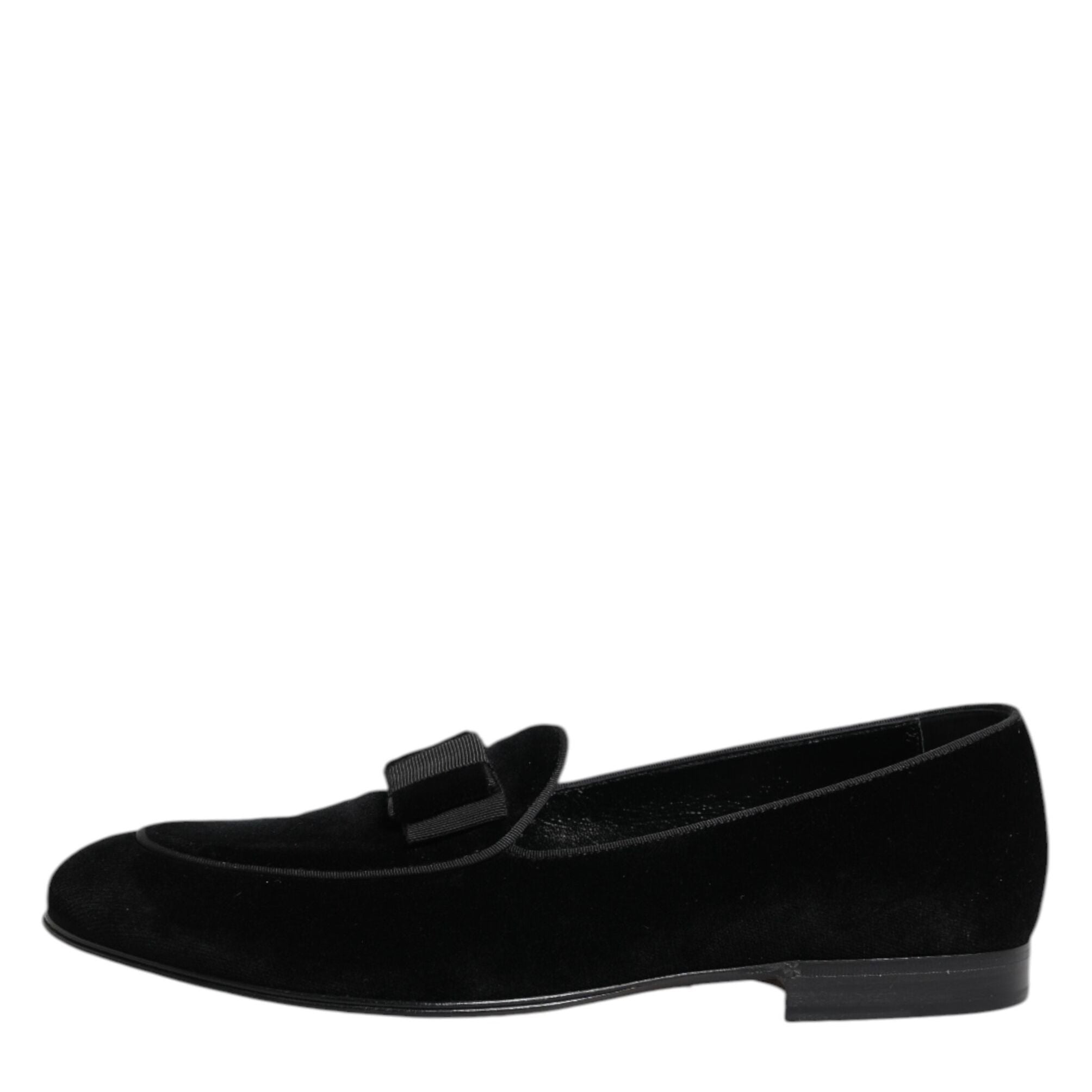 Dolce & Gabbana Black Velvet Loafers Formal Men Dress Shoes