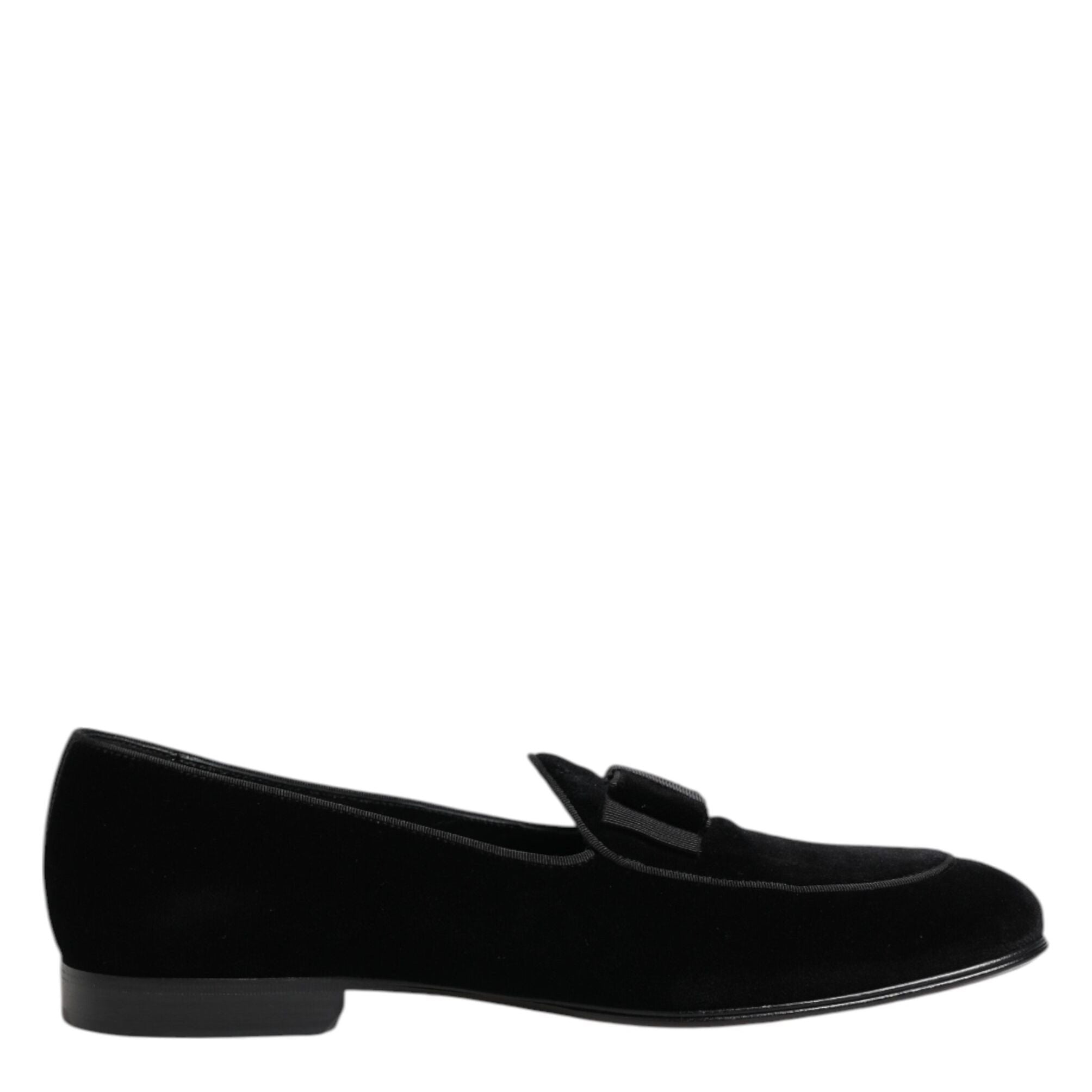 Dolce & Gabbana Black Velvet Loafers Formal Men Dress Shoes
