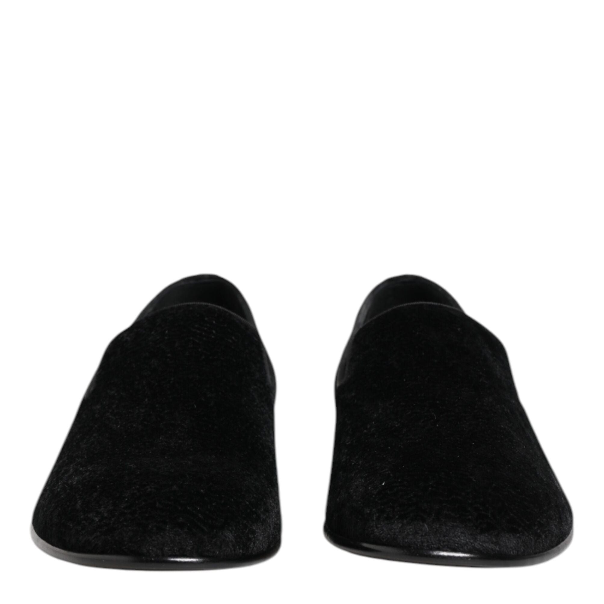 Dolce & Gabbana Black Jacquard Loafers Formal Men Dress Shoes