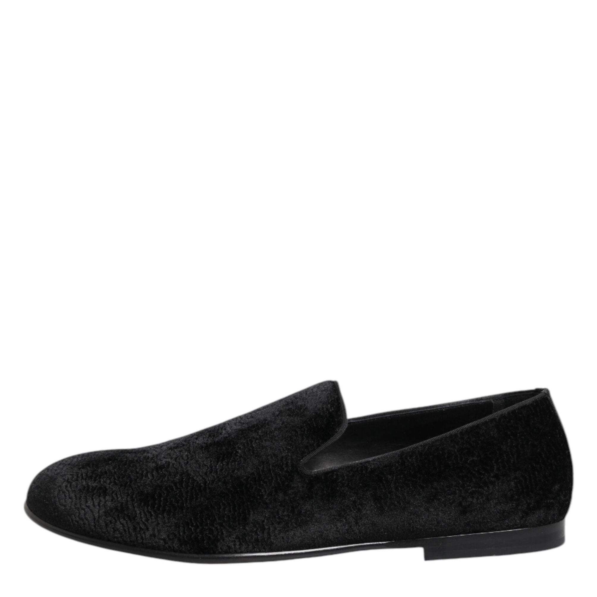 Dolce & Gabbana Black Jacquard Loafers Formal Men Dress Shoes