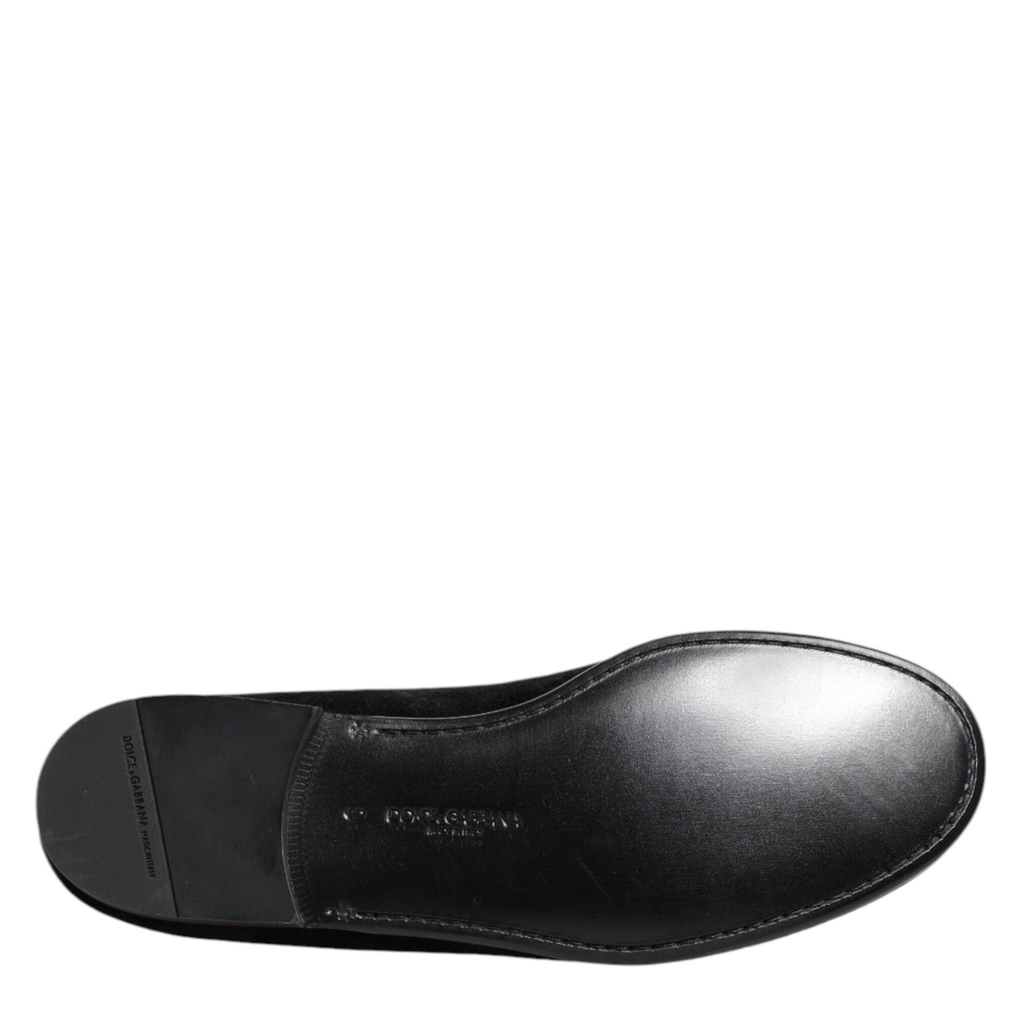 Dolce & Gabbana Black Jacquard Loafers Formal Men Dress Shoes