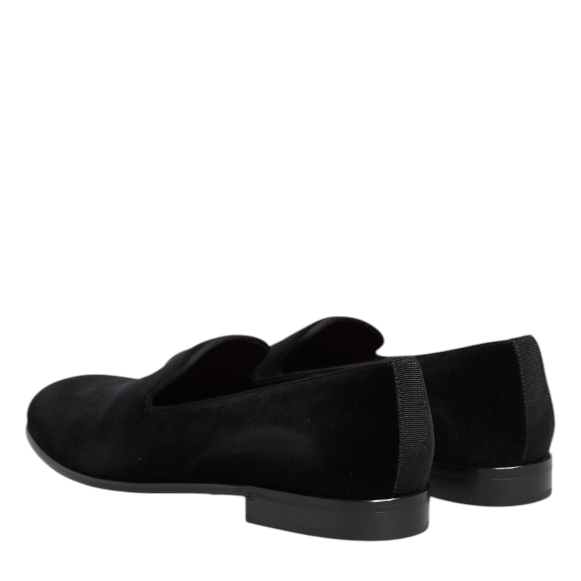 Dolce & Gabbana Black Velvet Slip On Loafers Men Formal Shoes
