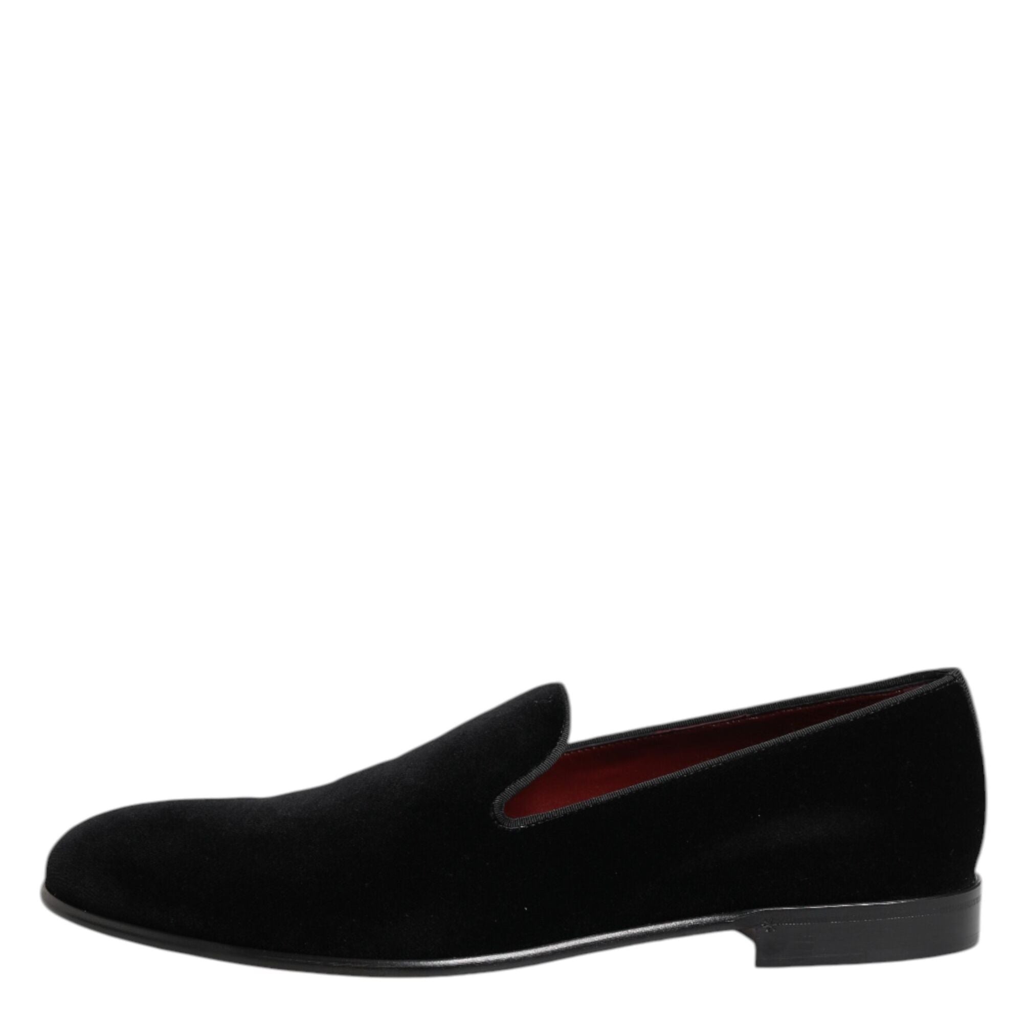 Dolce & Gabbana Black Velvet Slip On Loafers Men Formal Shoes