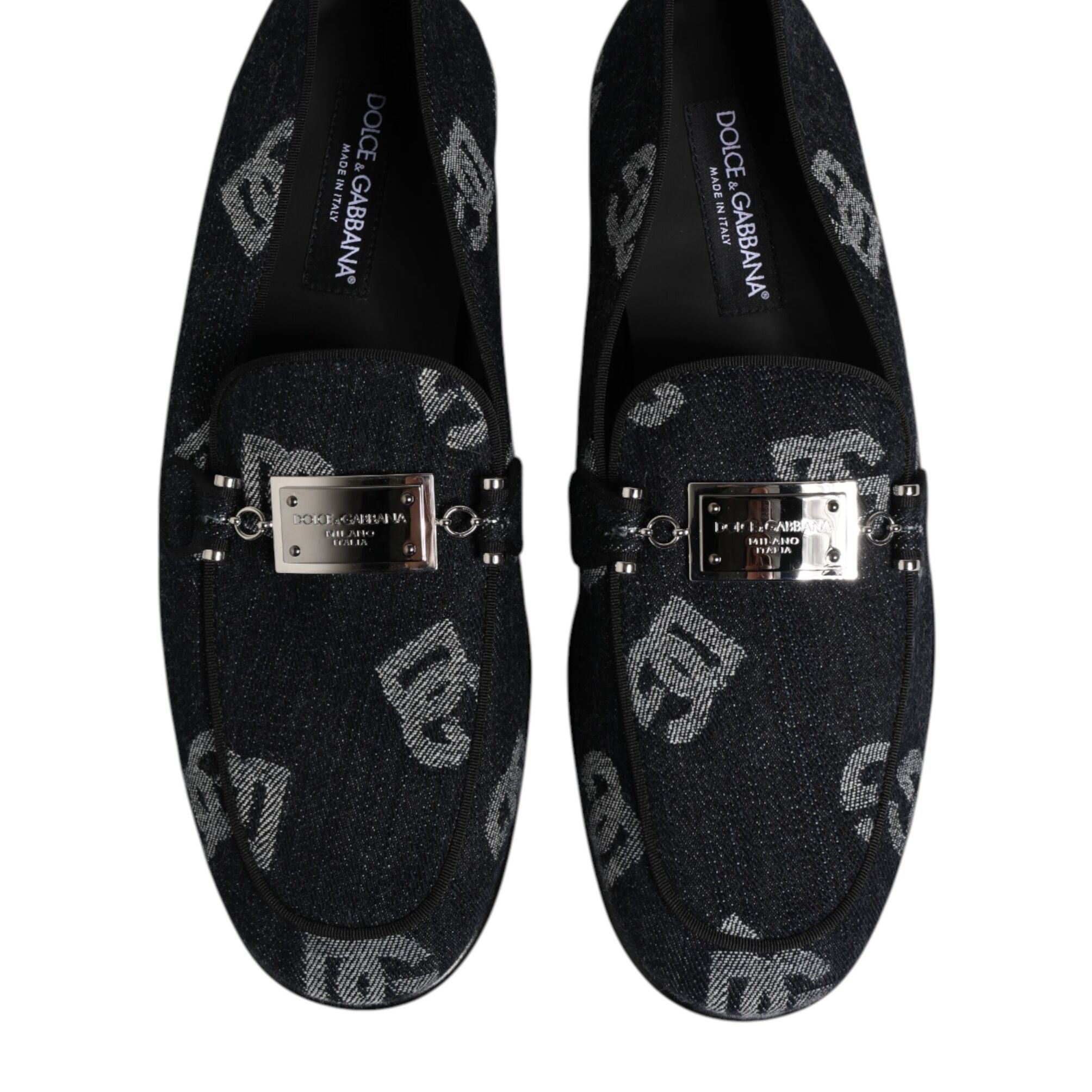 Dolce & Gabbana Blue Logo Cotton Loafers Formal Dress Shoes