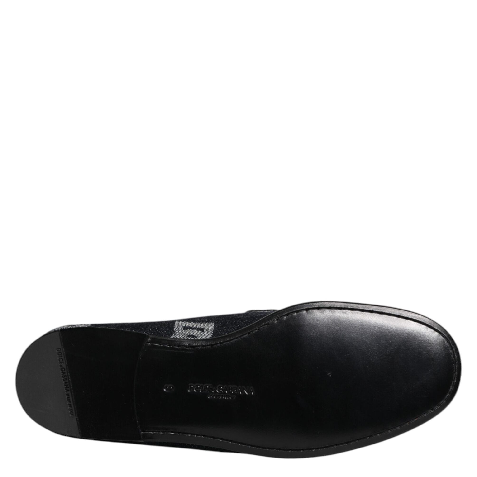 Dolce & Gabbana Blue Logo Cotton Loafers Formal Dress Shoes