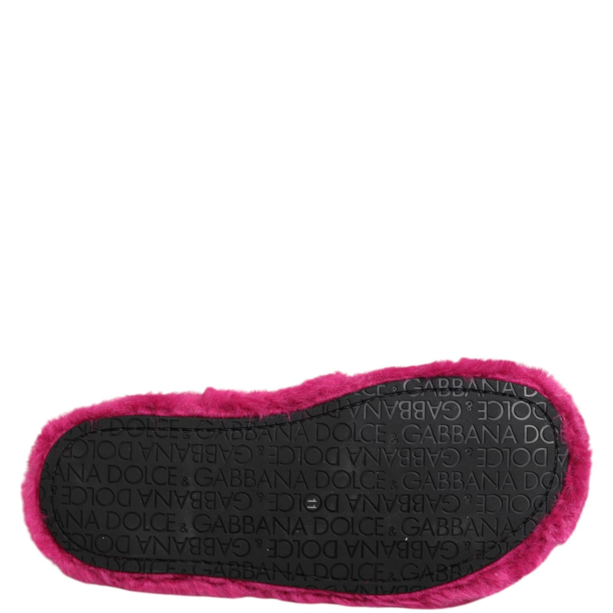 Dolce & Gabbana Pink Acrylic Faux Fur Mens Flats Sandals Shoes