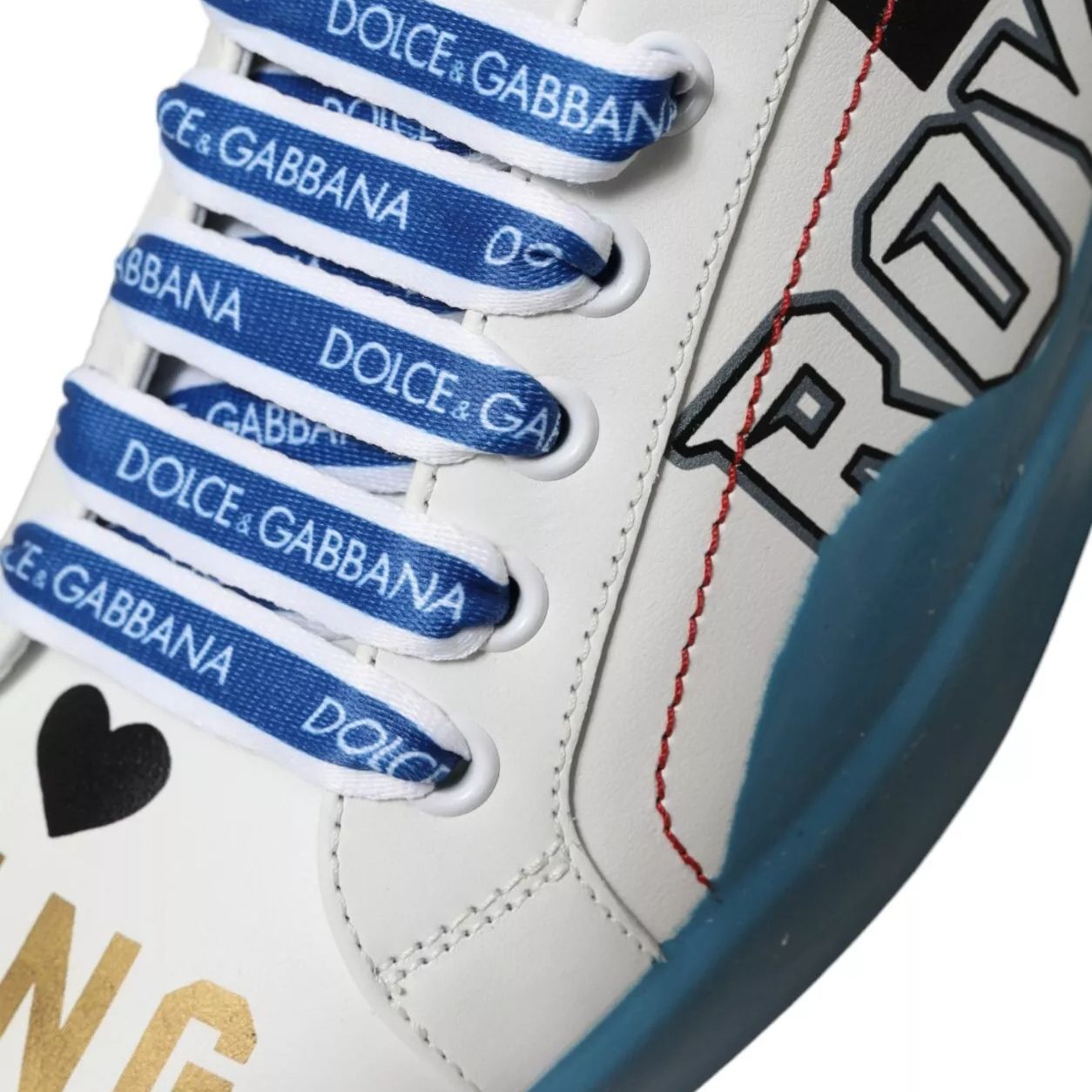 Dolce & Gabbana Blue White Printed Portofino Melt Sneakers