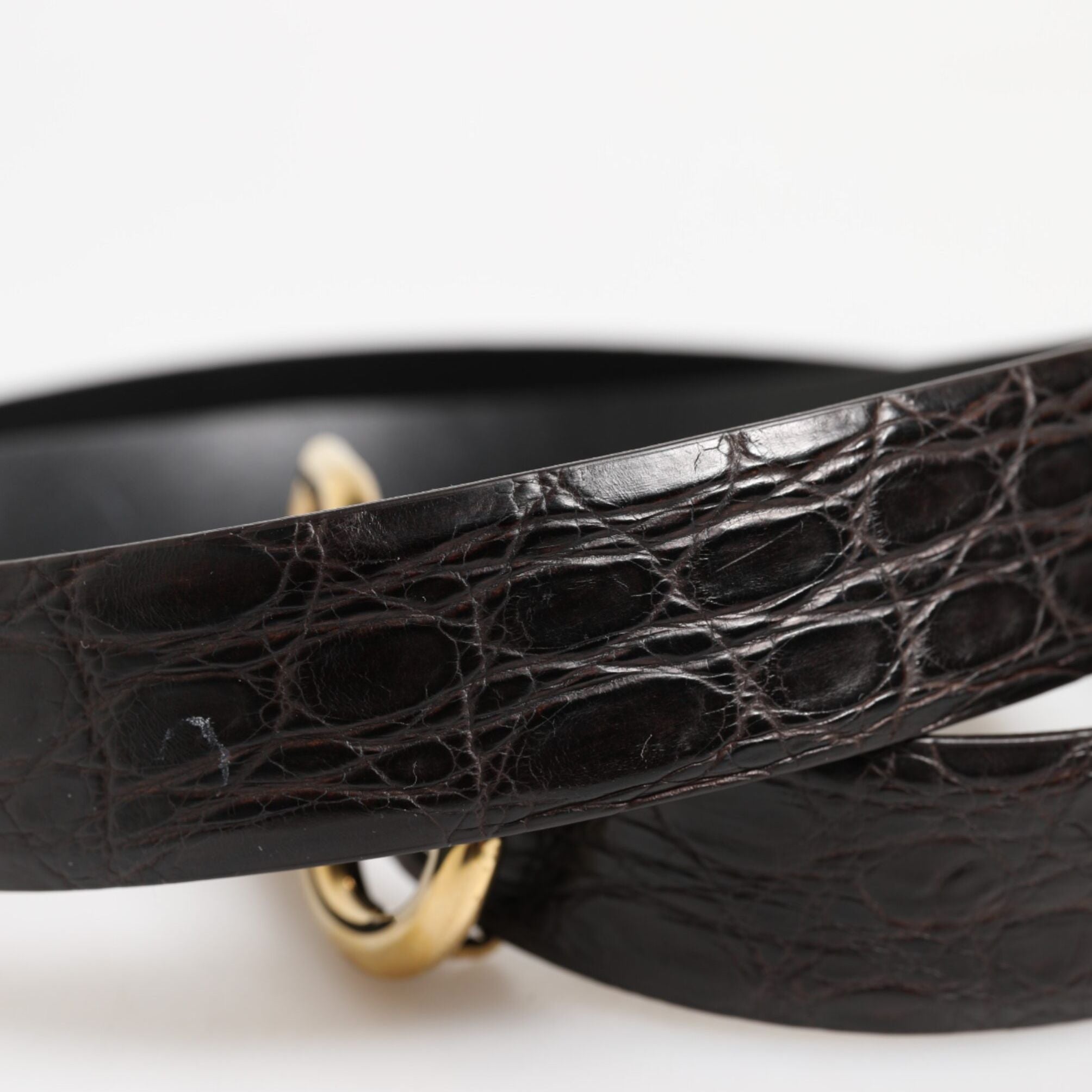 Dolce & Gabbana Black Exotic Leather DG Logo Buckle Belt