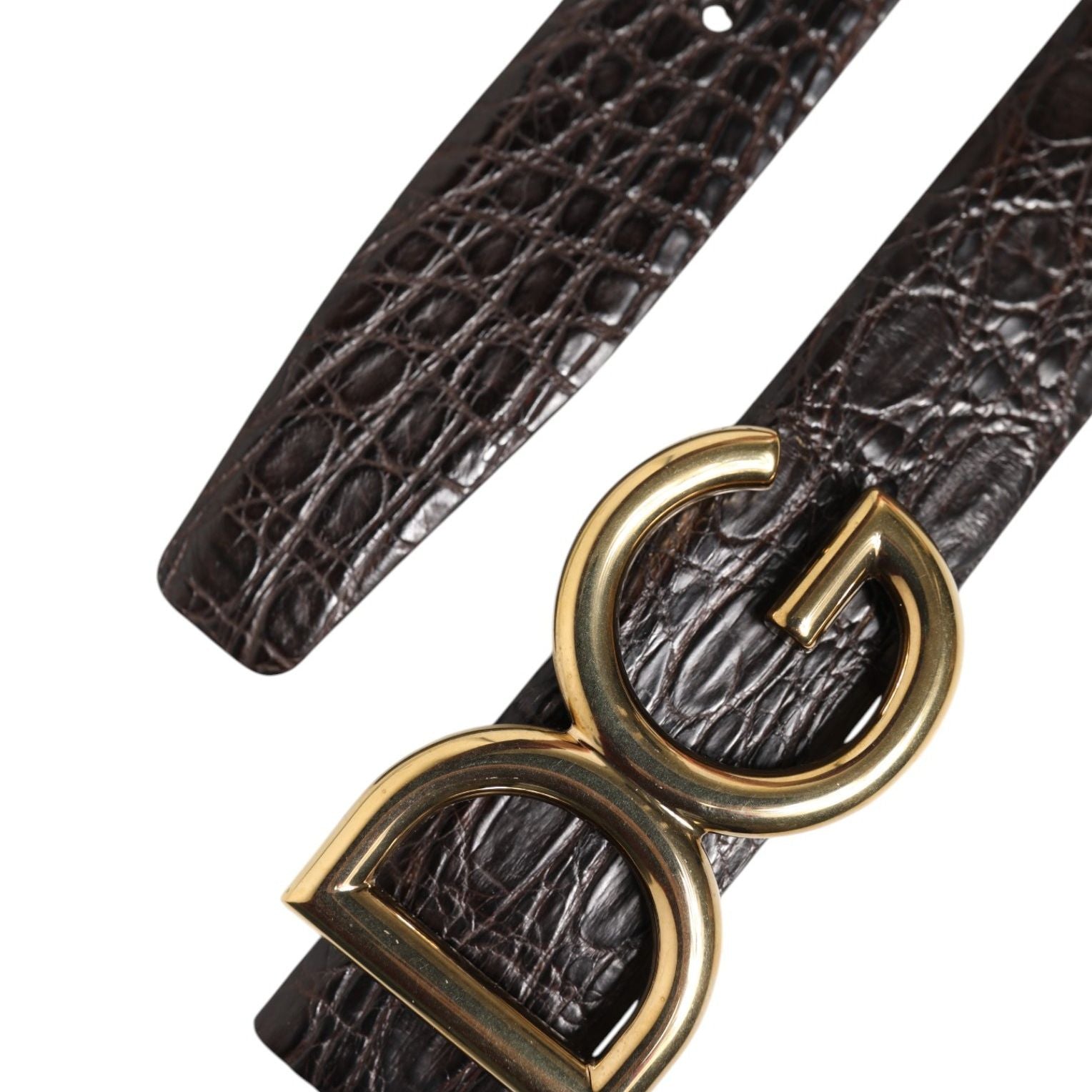 Dolce & Gabbana Black Exotic Leather DG Logo Buckle Belt