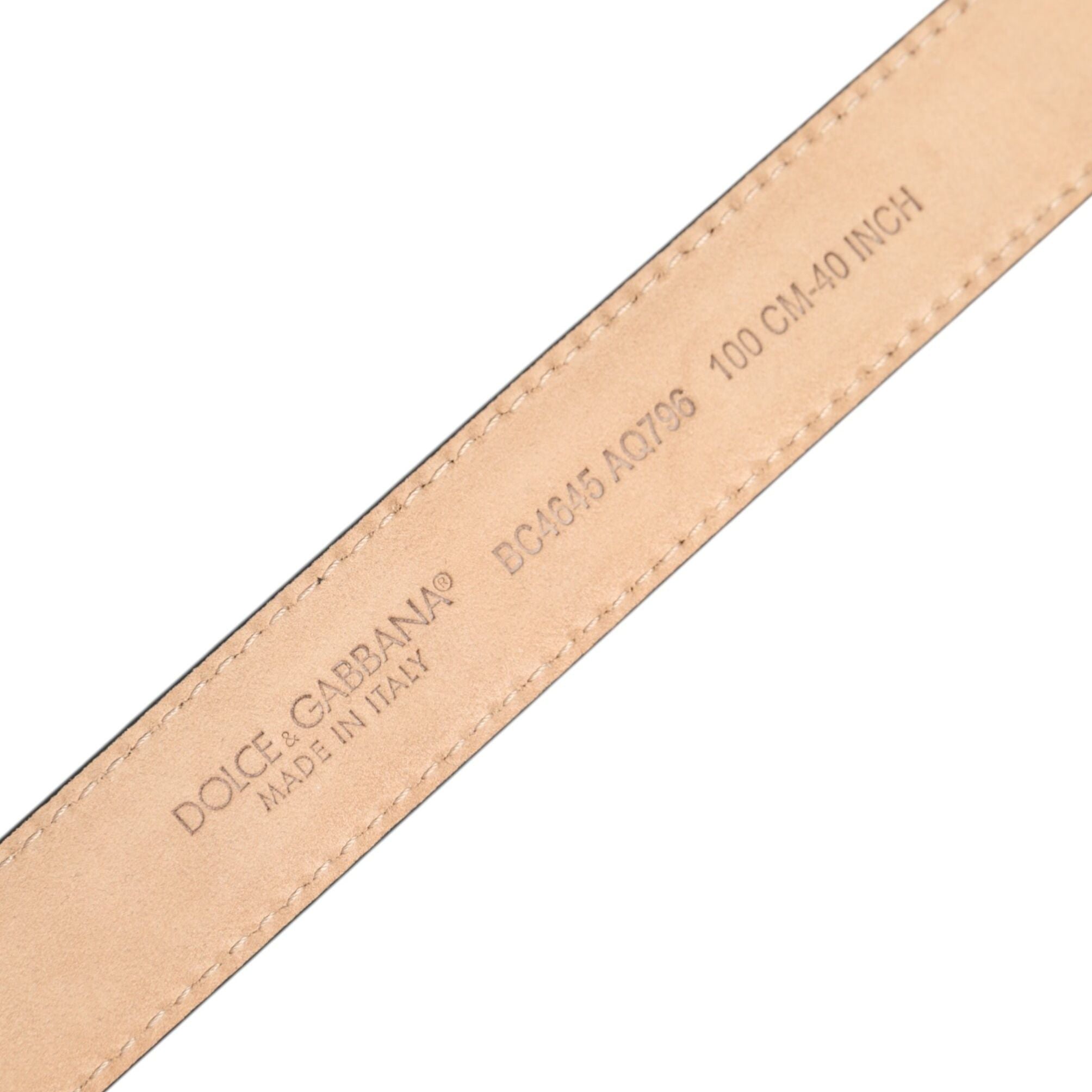 Dolce & Gabbana Metallic Leather Silver Tone Logo Buckle Belt