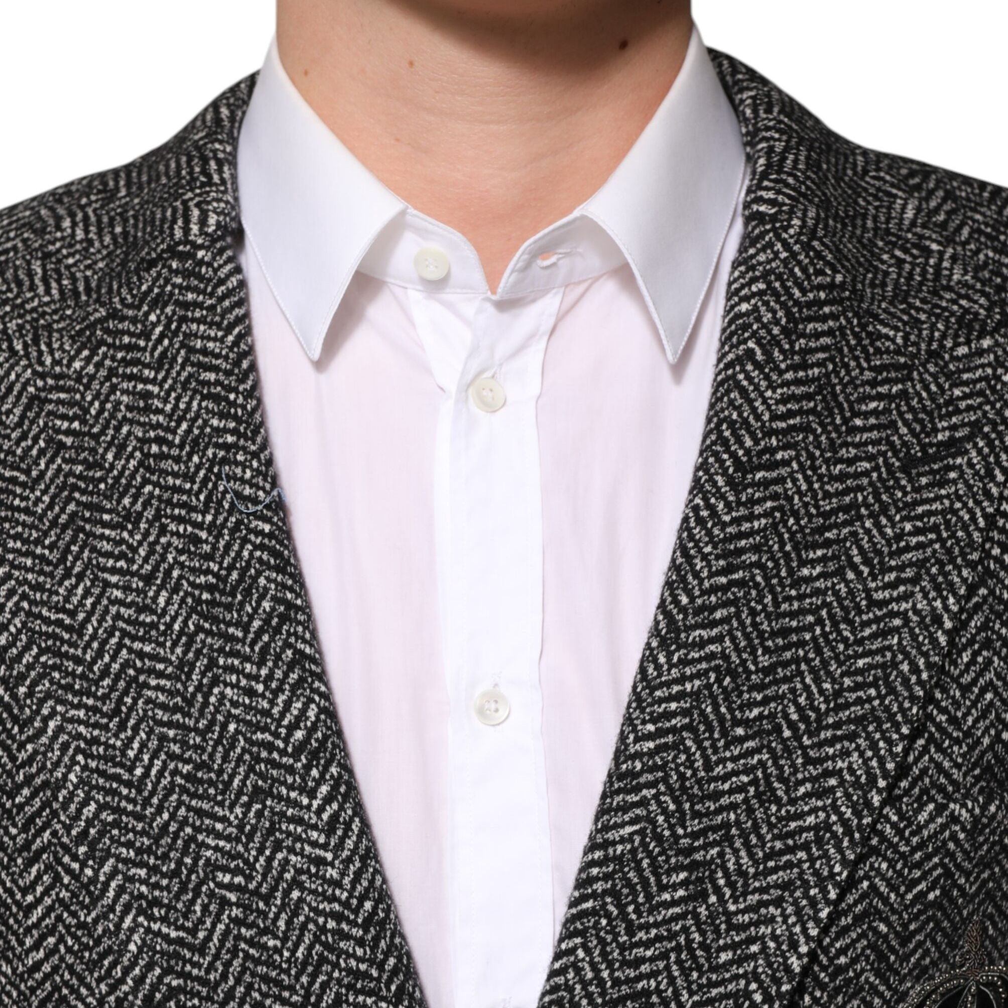 Dolce & Gabbana Black White Double Breasted Men Suit Blazer