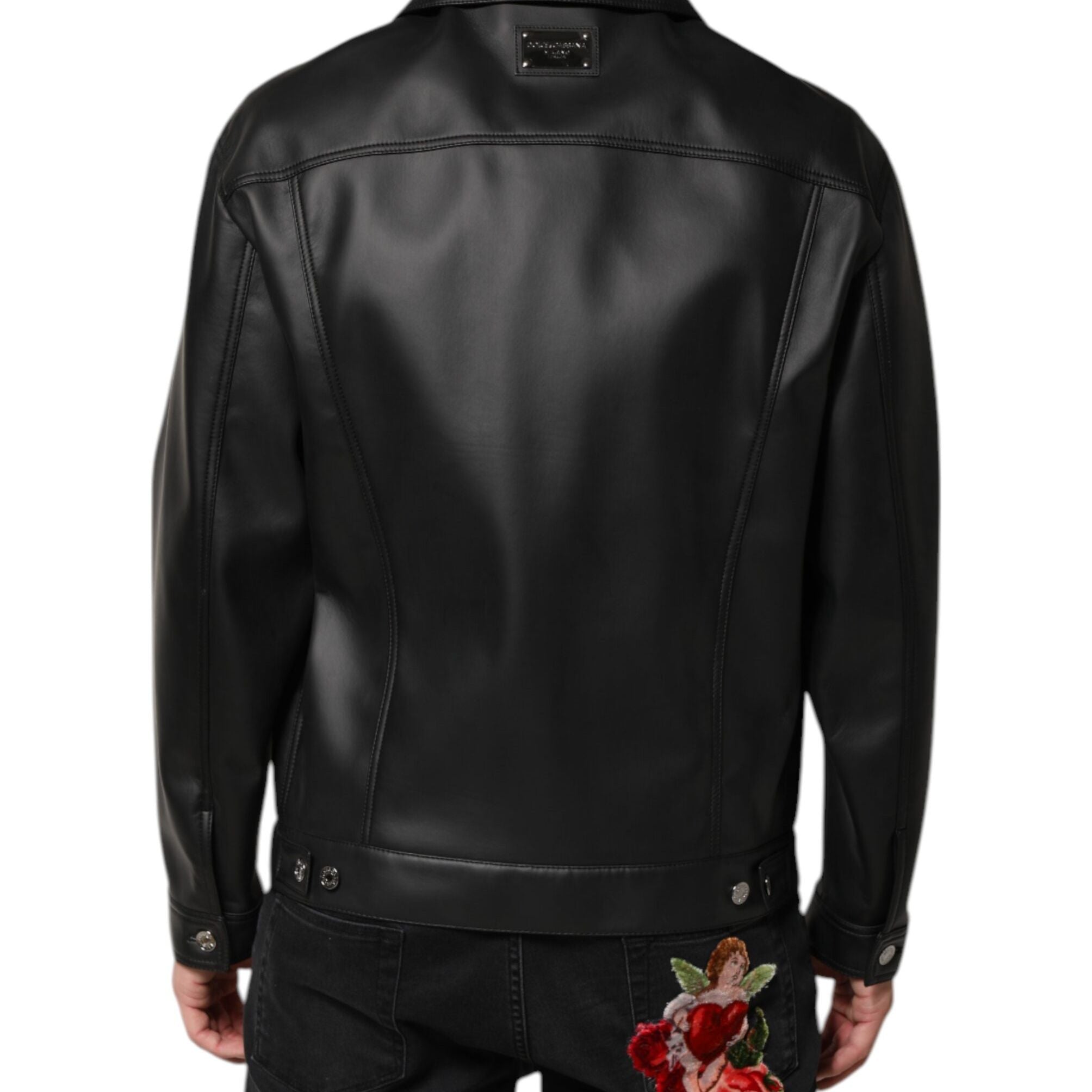 Dolce & Gabbana Black Polyester Button Down Biker Jacket
