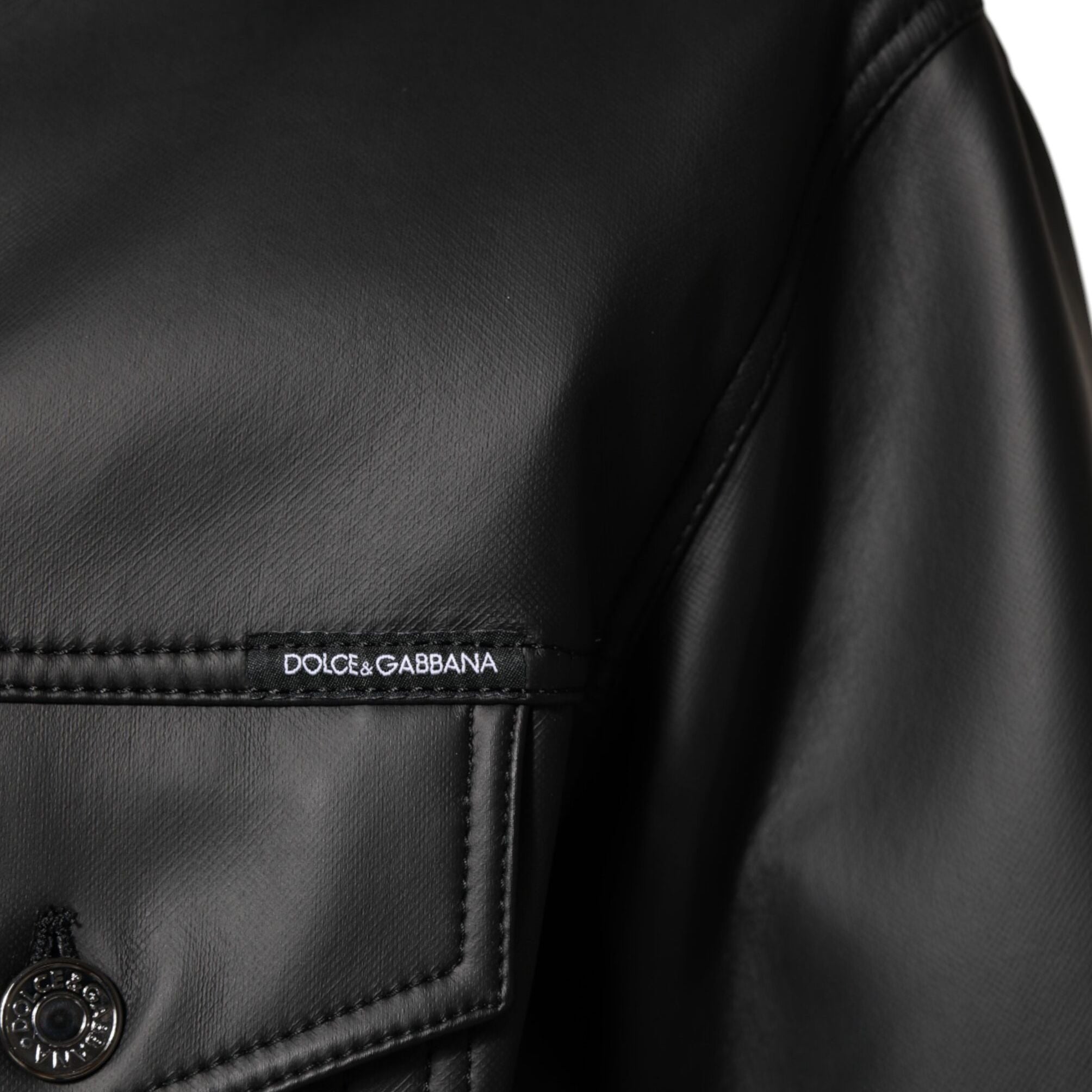 Dolce & Gabbana Black Polyester Button Down Biker Jacket