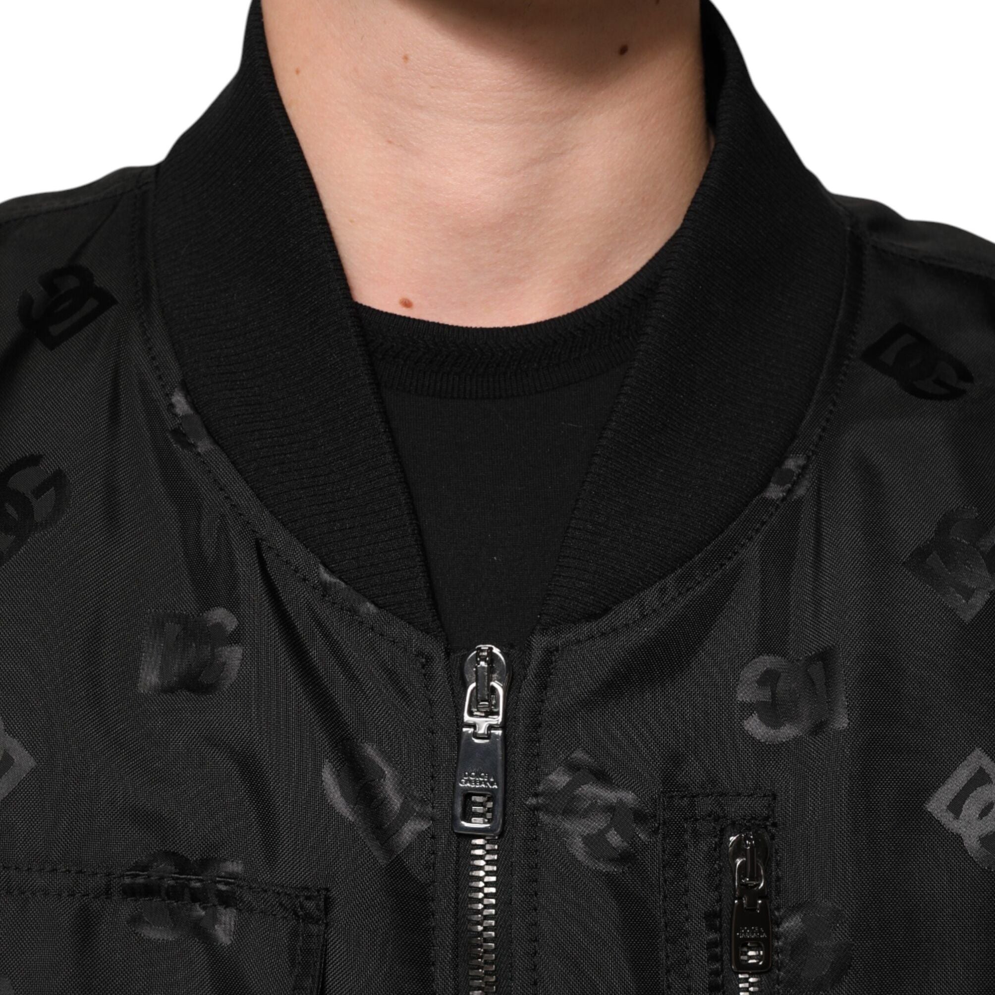 Dolce & Gabbana Black Cargo Windbraker Logo Mania Jacket