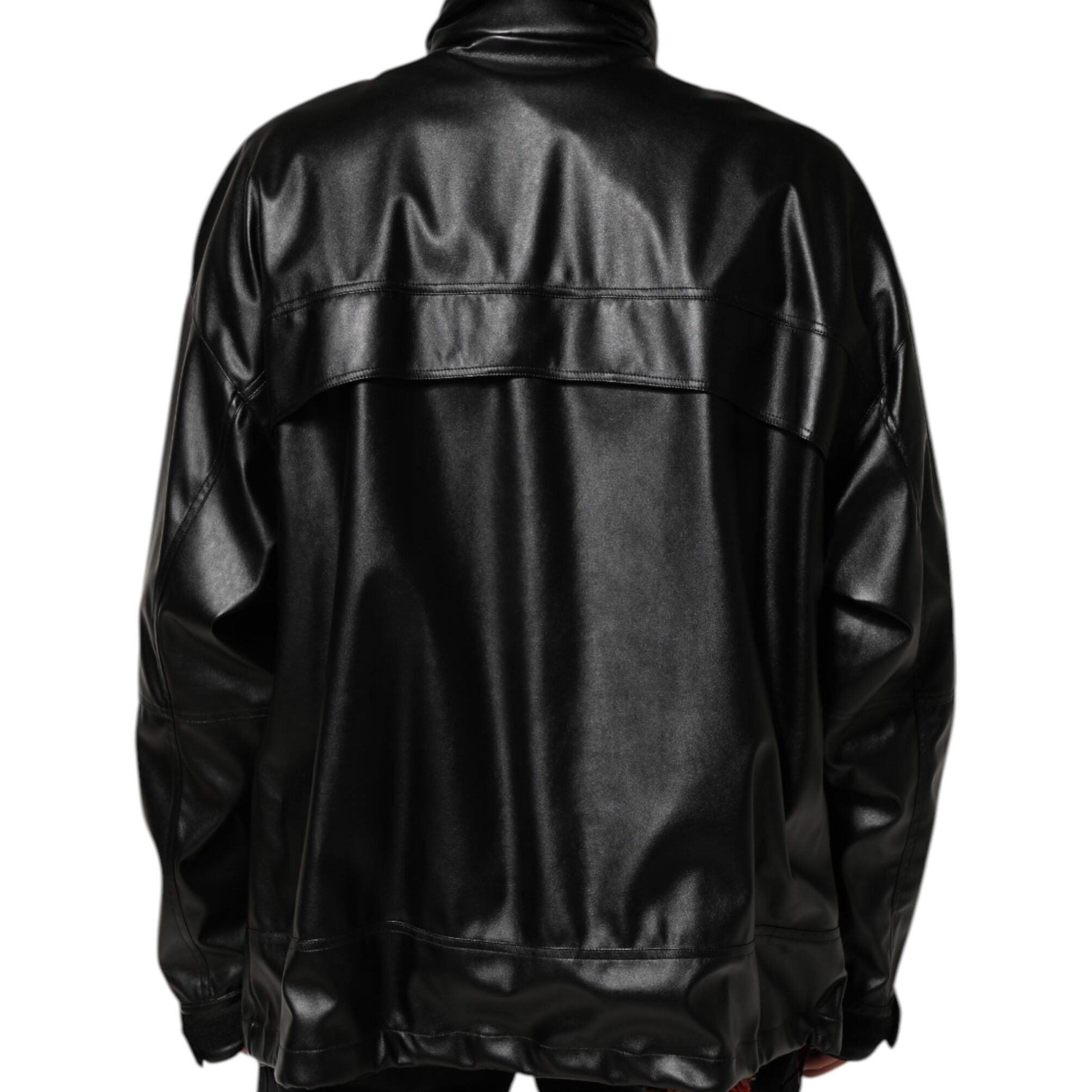 Dolce & Gabbana Black Polyester Logo Plaque Bomber Jacket