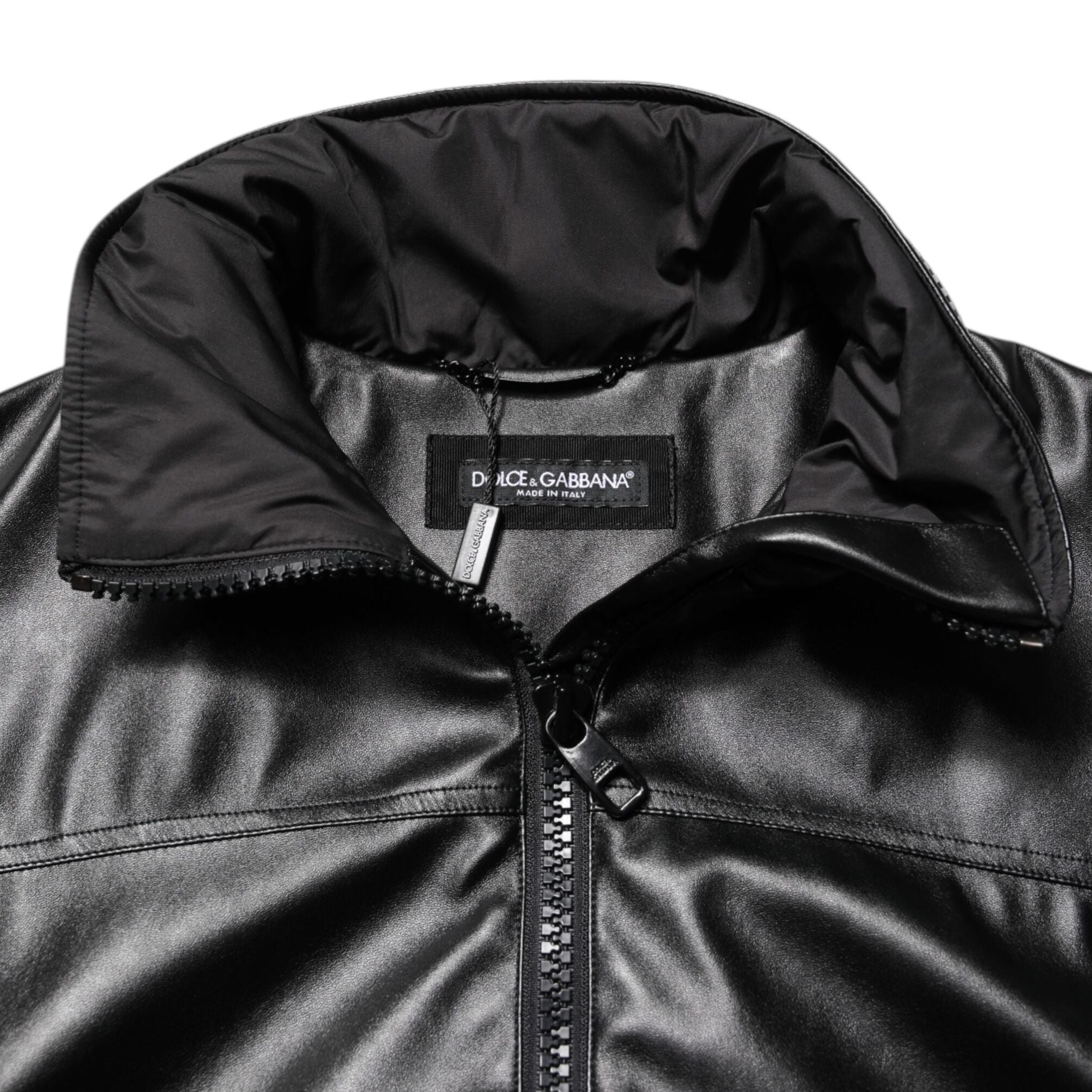 Dolce & Gabbana Black Polyester Logo Plaque Bomber Jacket