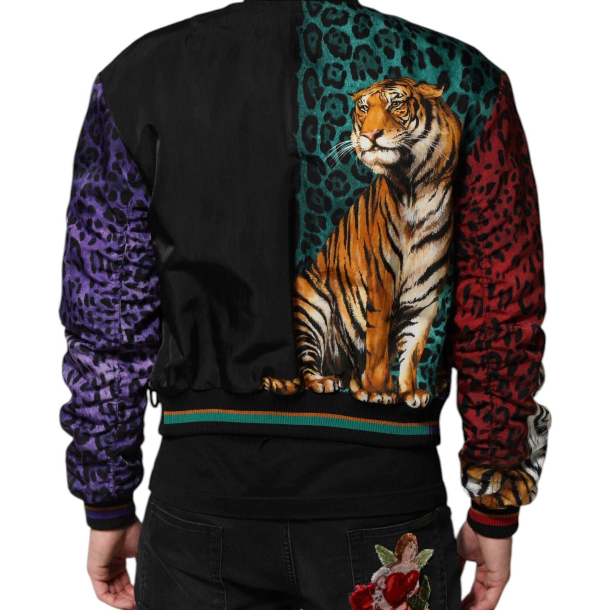 Dolce & Gabbana Multicolor Tiger Print Men Bomber Jacket