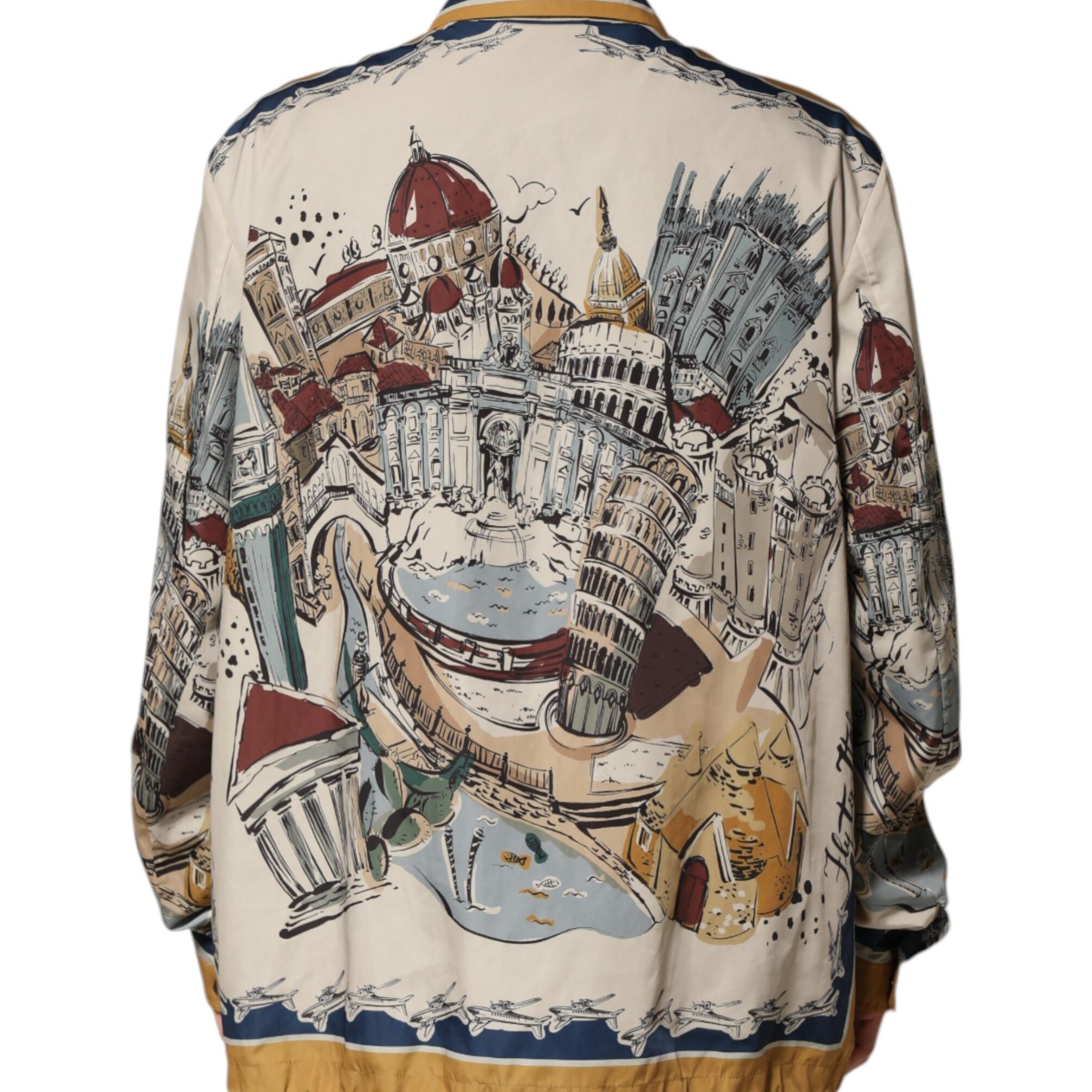 Dolce & Gabbana Multicolor Italian Motif Men Bomber Jacket