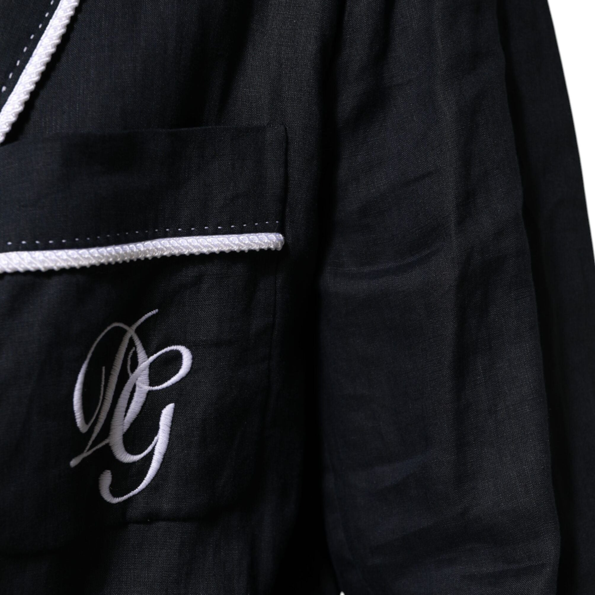 Dolce & Gabbana Dark Blue DG Embroidery Jacket Robe Blazer