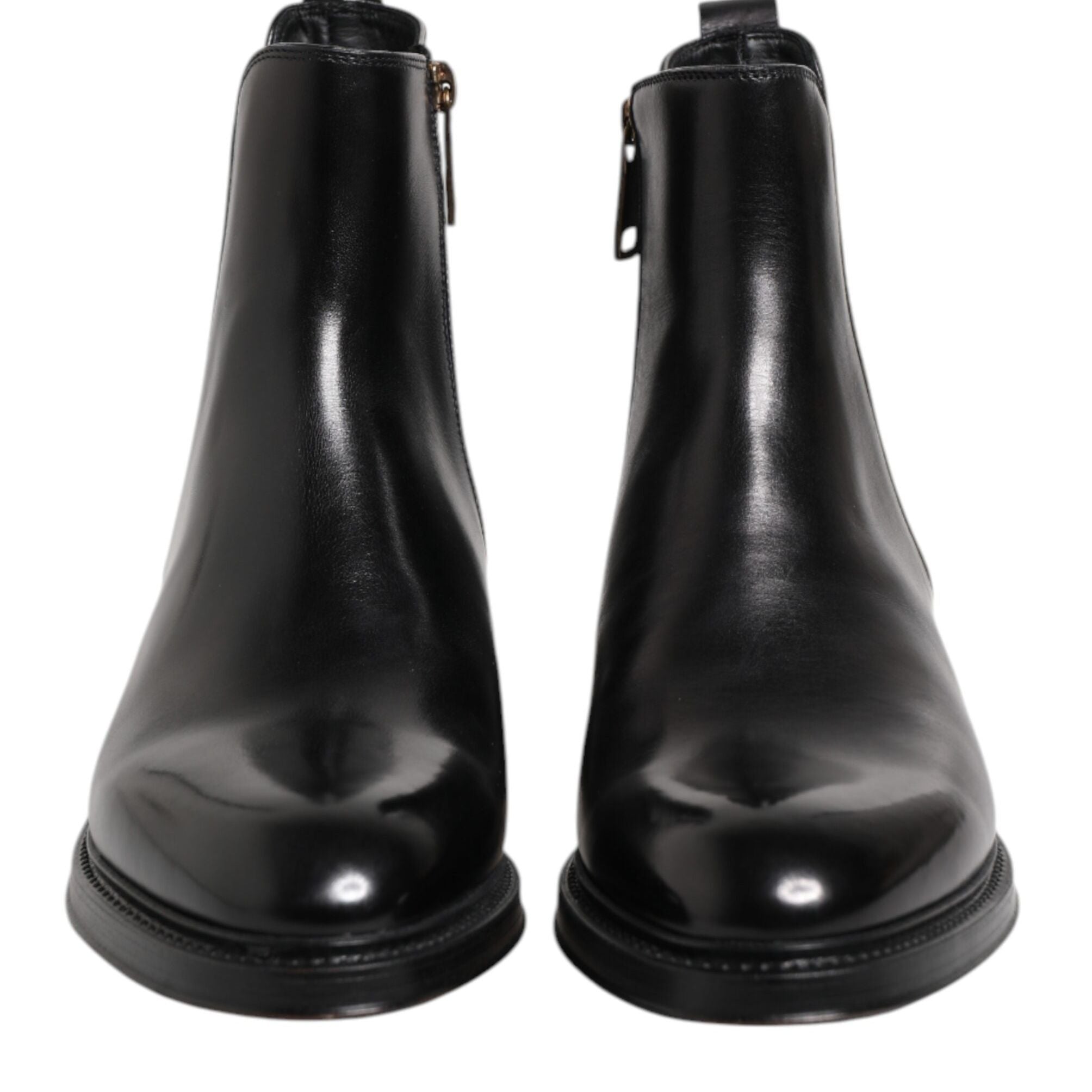 Dolce & Gabbana Black Chelsea Leather Mid Calf Boots Shoes