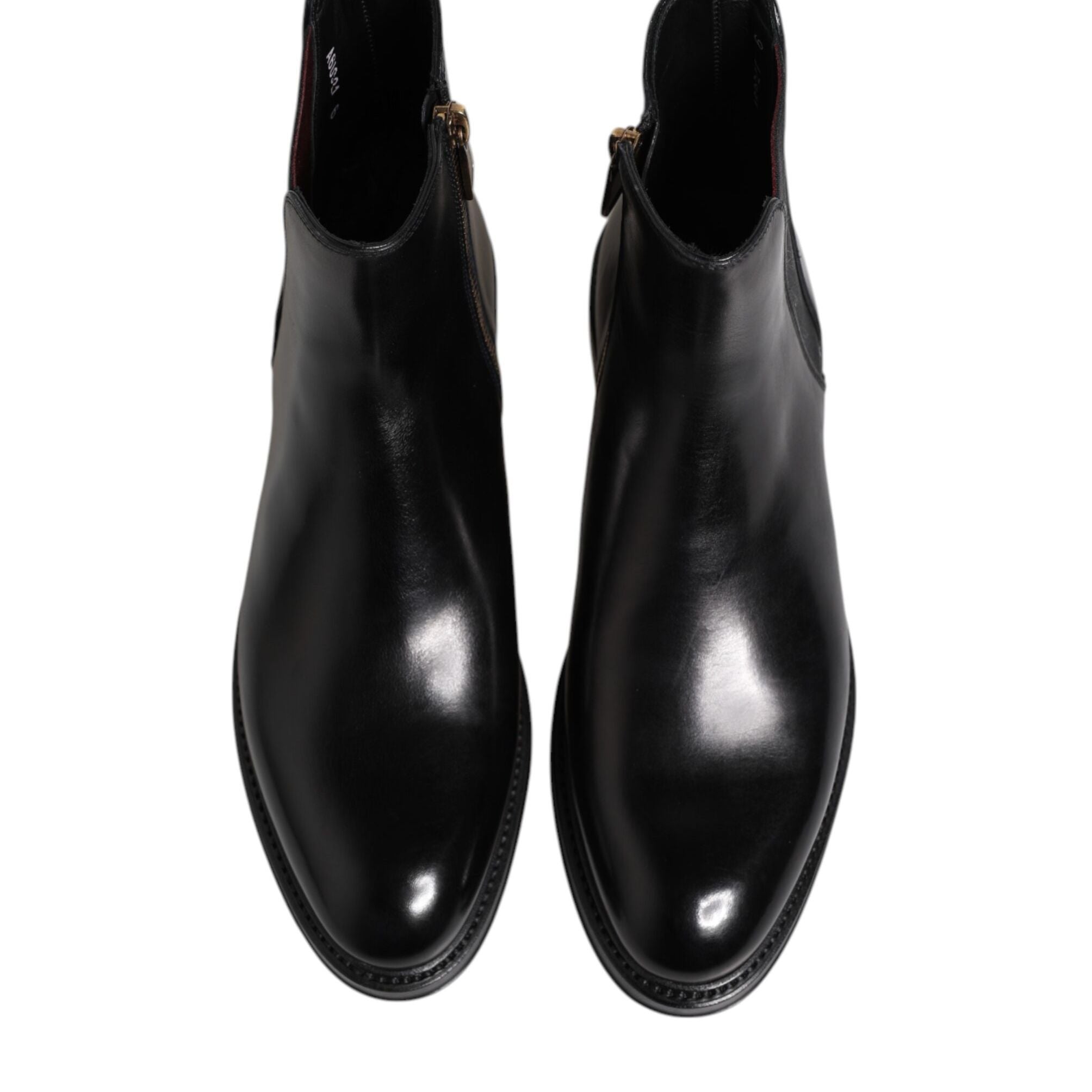 Dolce & Gabbana Black Chelsea Leather Mid Calf Boots Shoes