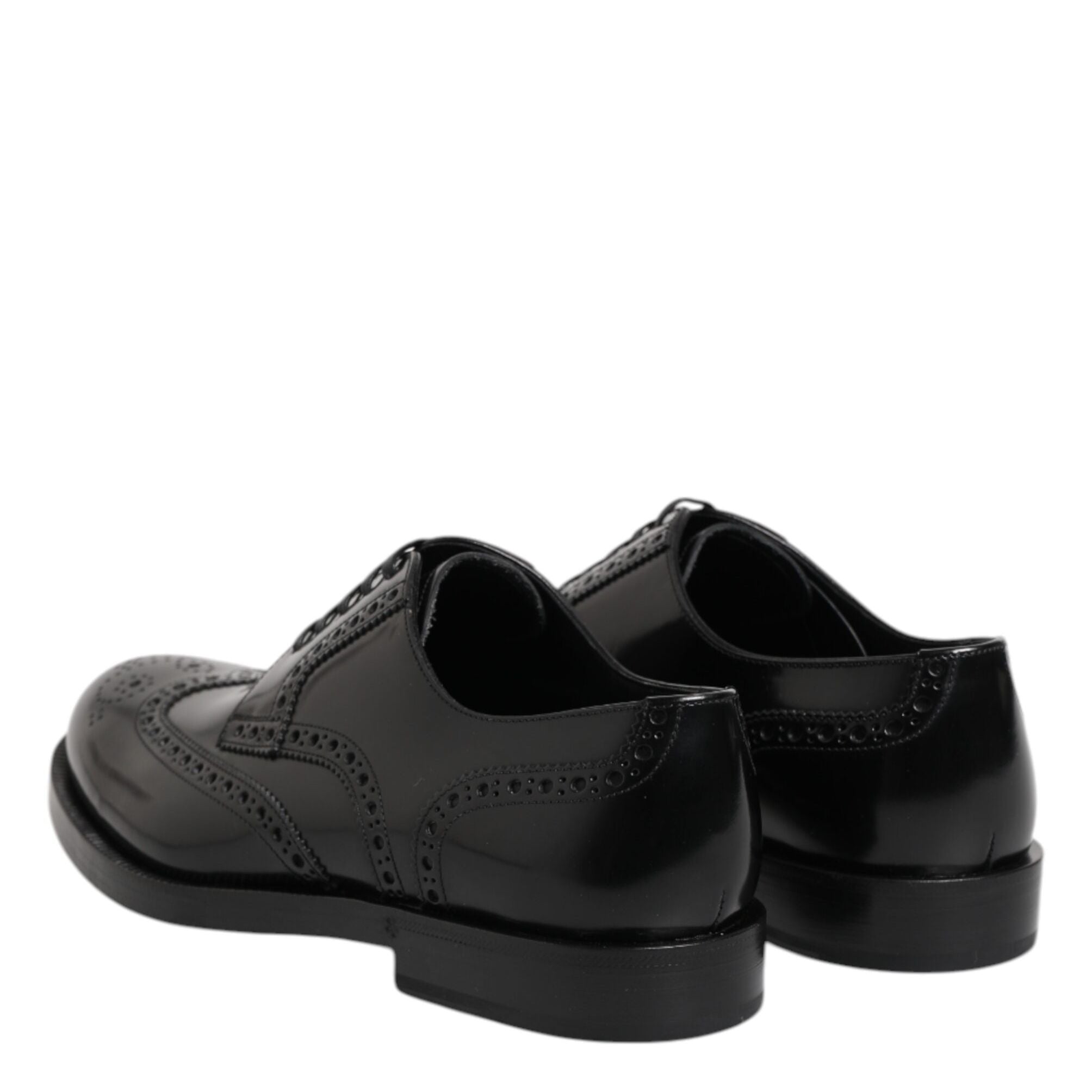 Dolce & Gabbana Black Leather Derby Wingtip Formal Shoes