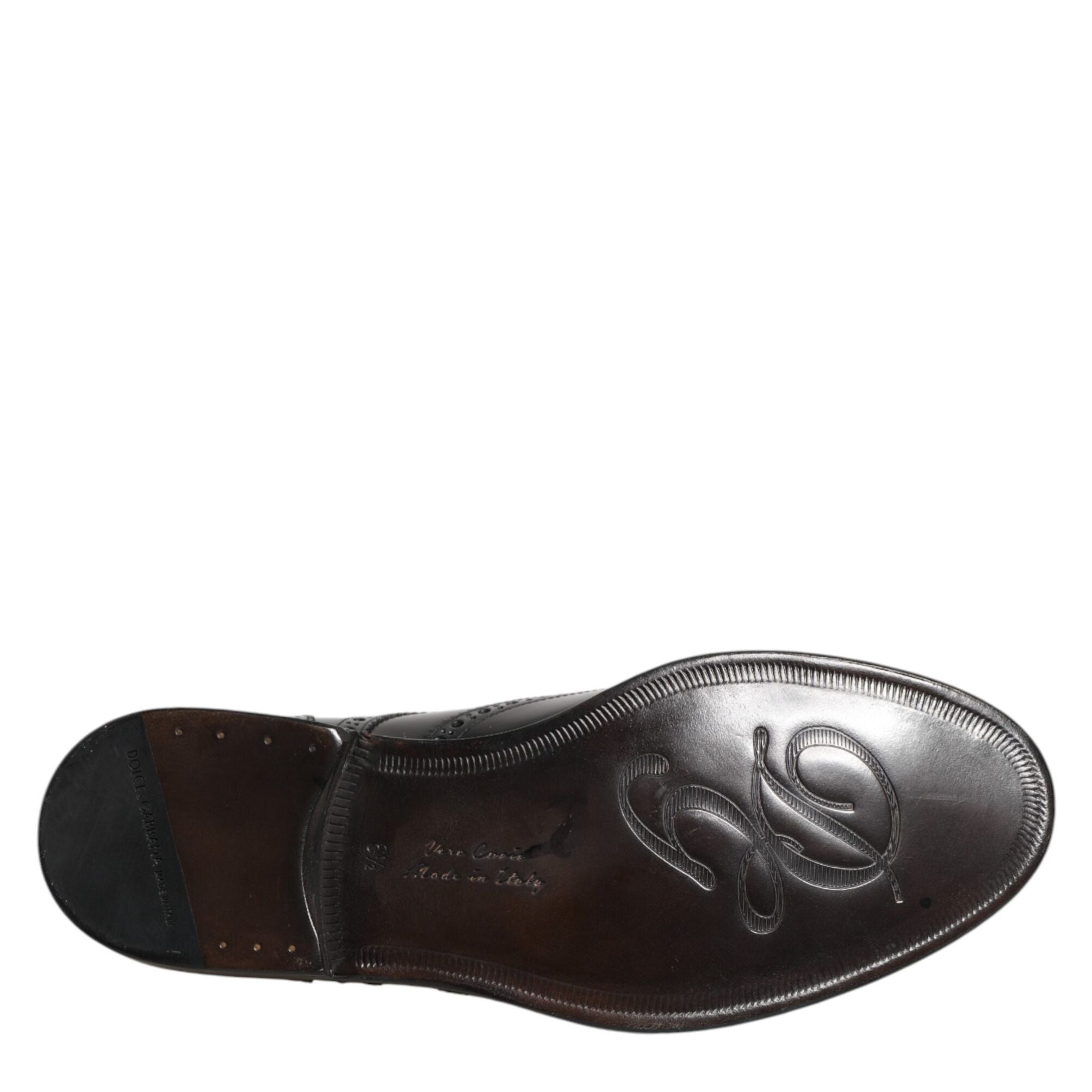 Dolce & Gabbana Black Leather Derby Wingtip Formal Shoes