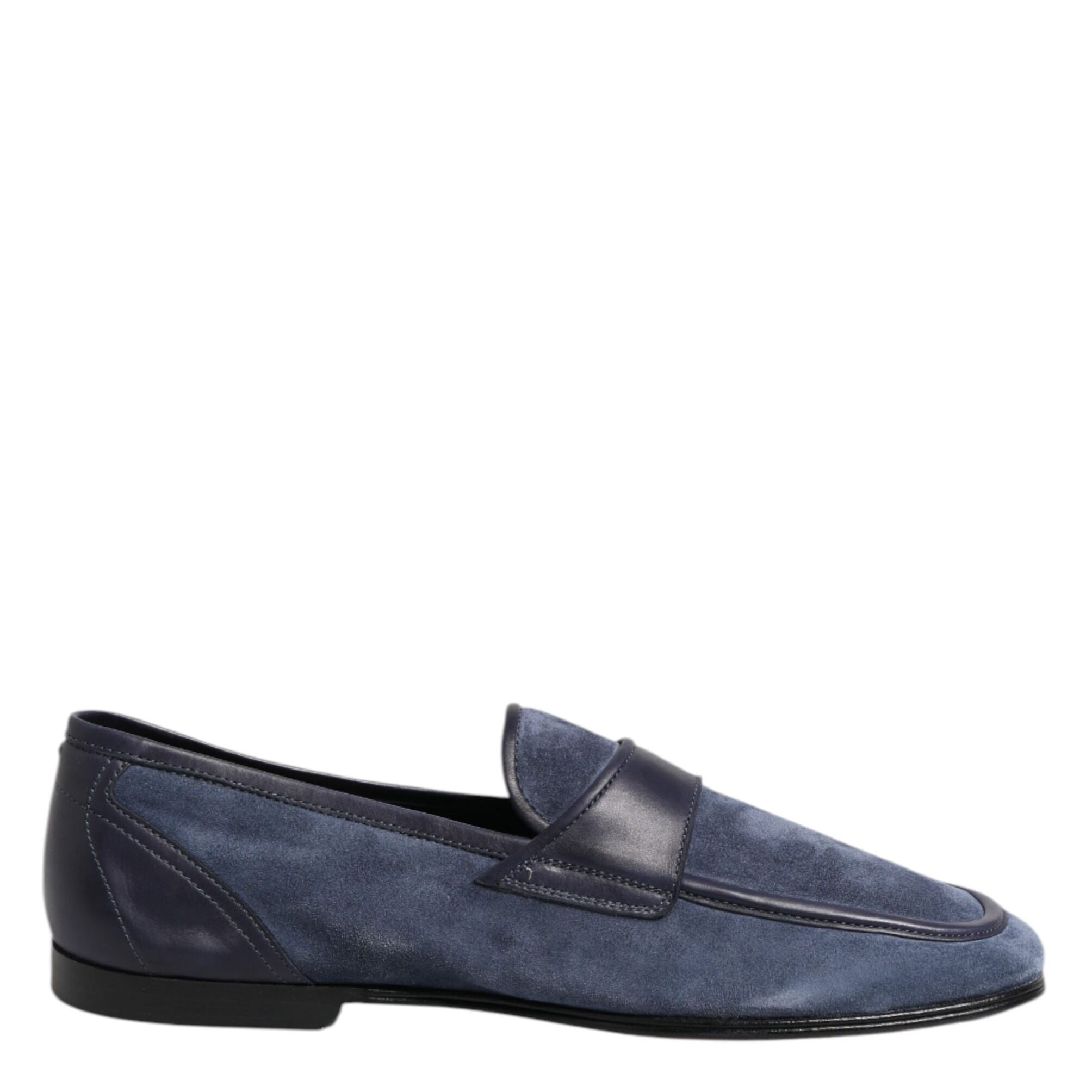 Dolce & Gabbana Blue Suede Leather Loafers Moccasin Shoes