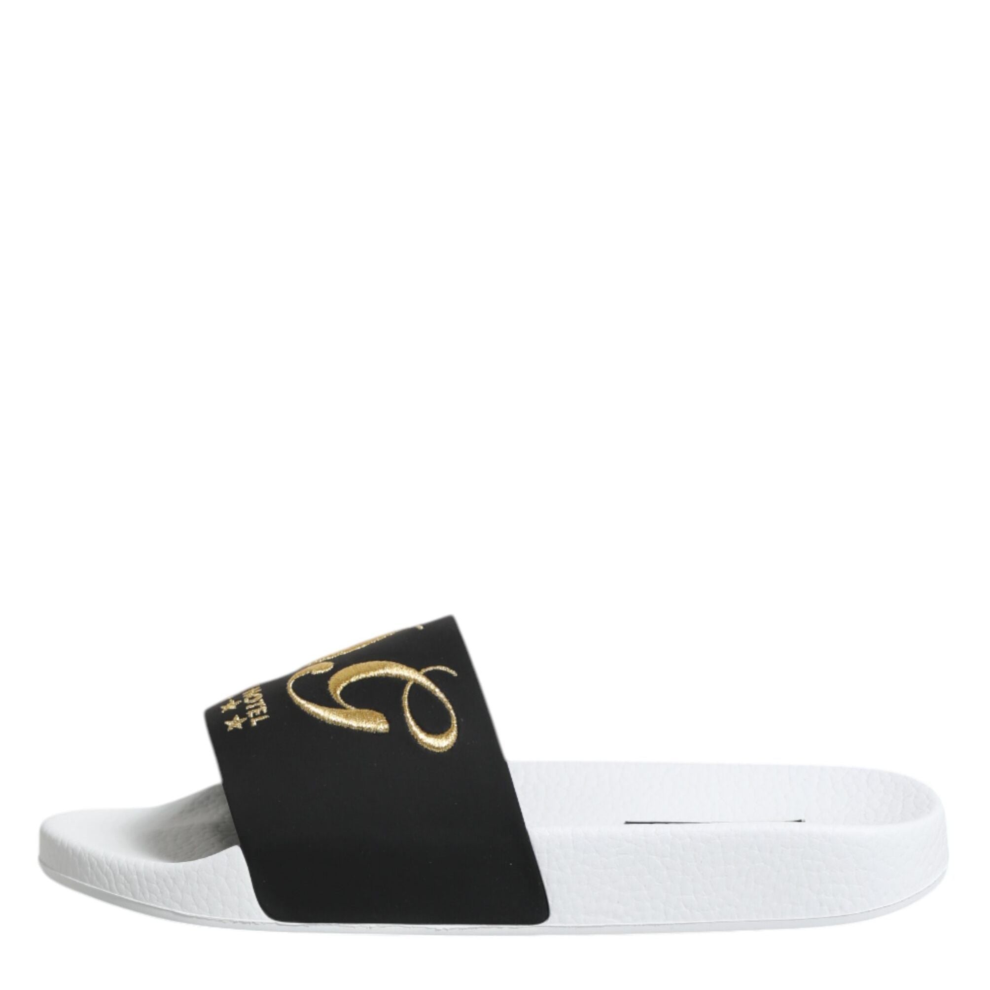 Dolce & Gabbana White Black Leather Sandals Beachwear Shoes