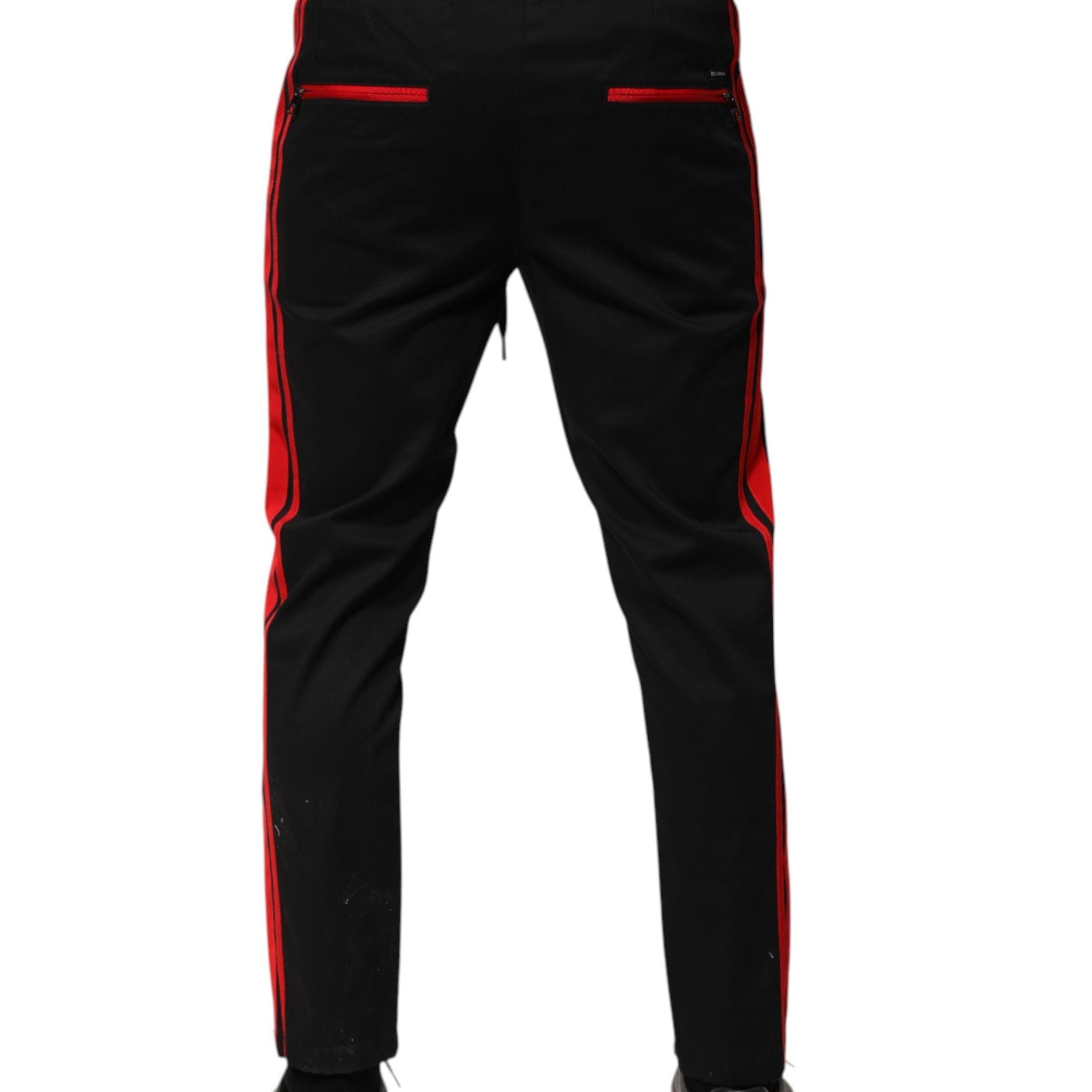 Dolce & Gabbana Red Stripe Cotton Logo Jogger Sweatpants Pants