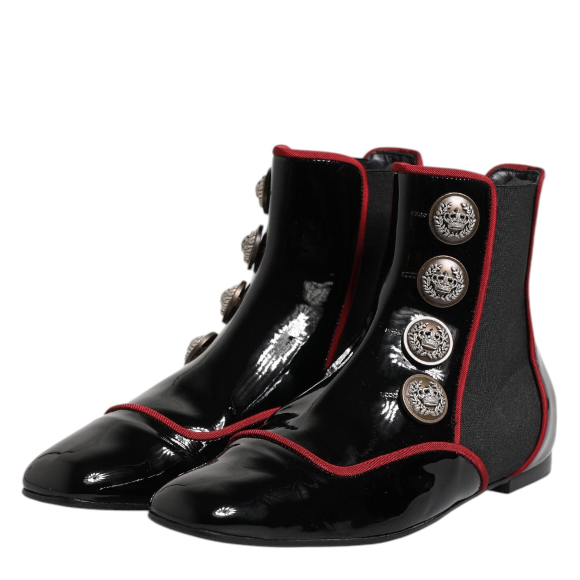 Dolce & Gabbana Black Jackie Buttoned Chelsea Boots Shoes