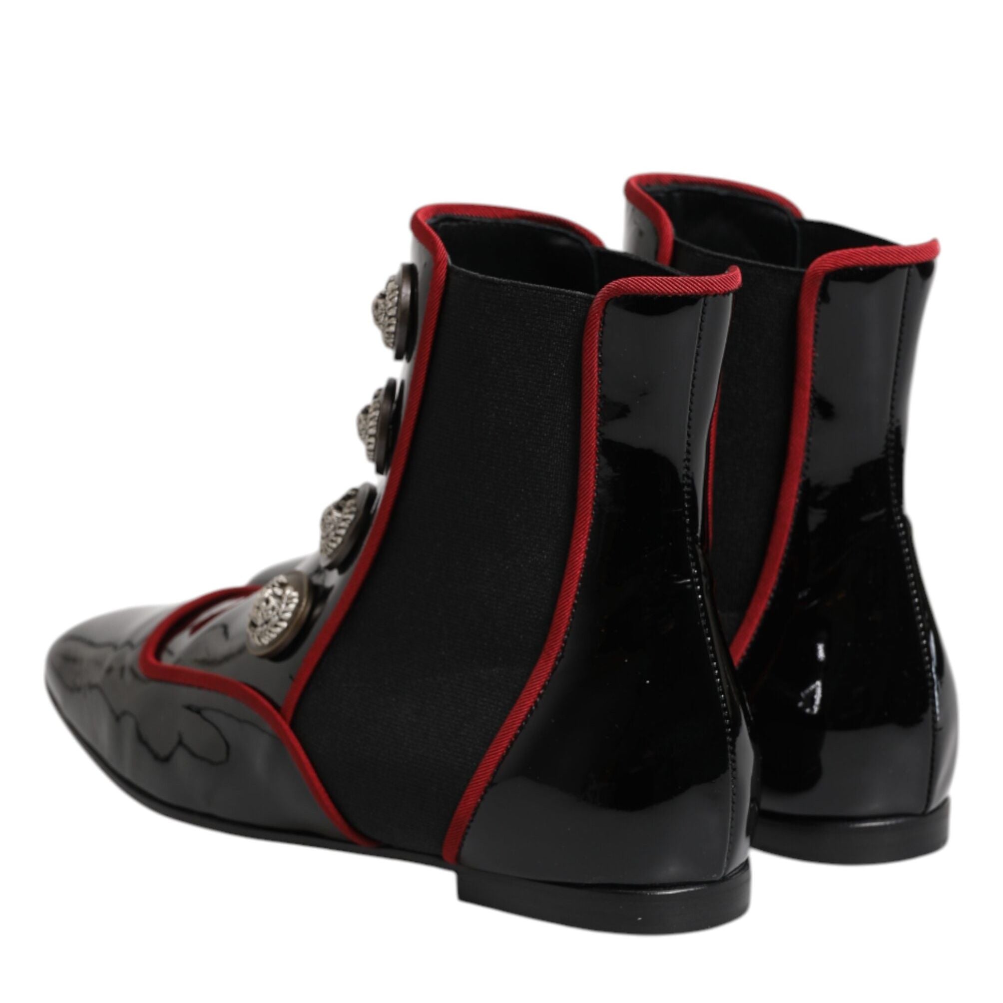 Dolce & Gabbana Black Jackie Buttoned Chelsea Boots Shoes