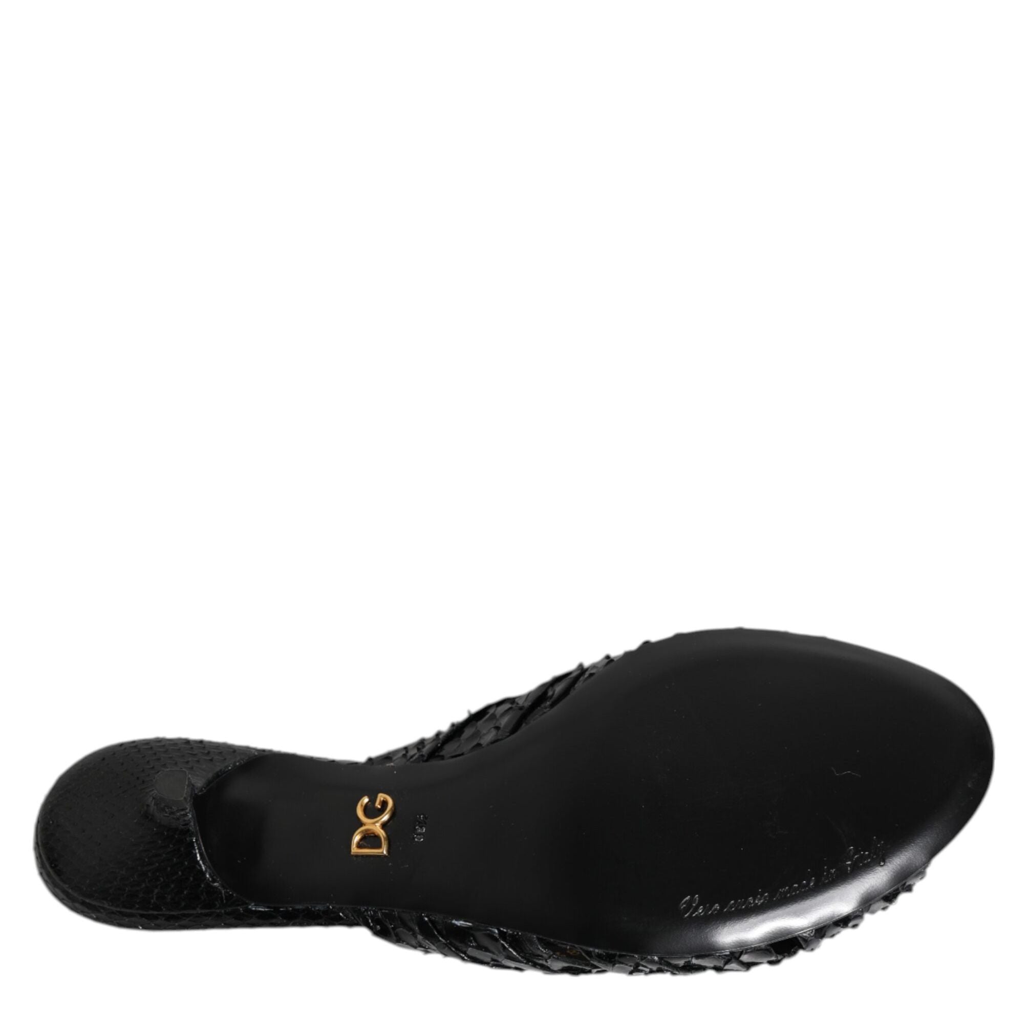 Dolce & Gabbana Black Leather Heels Slides Sandals Shoes