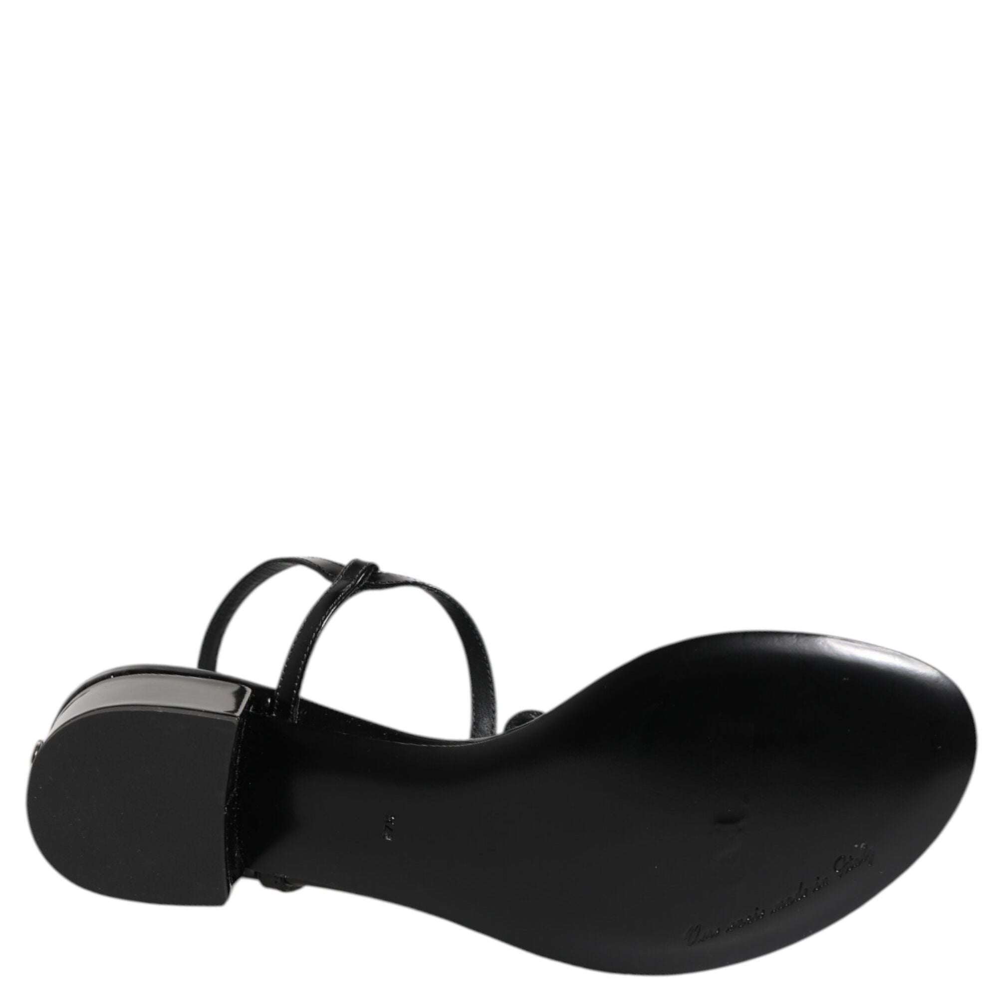 Dolce & Gabbana Black Leather Crystal Ankle Strap Sandals Shoes
