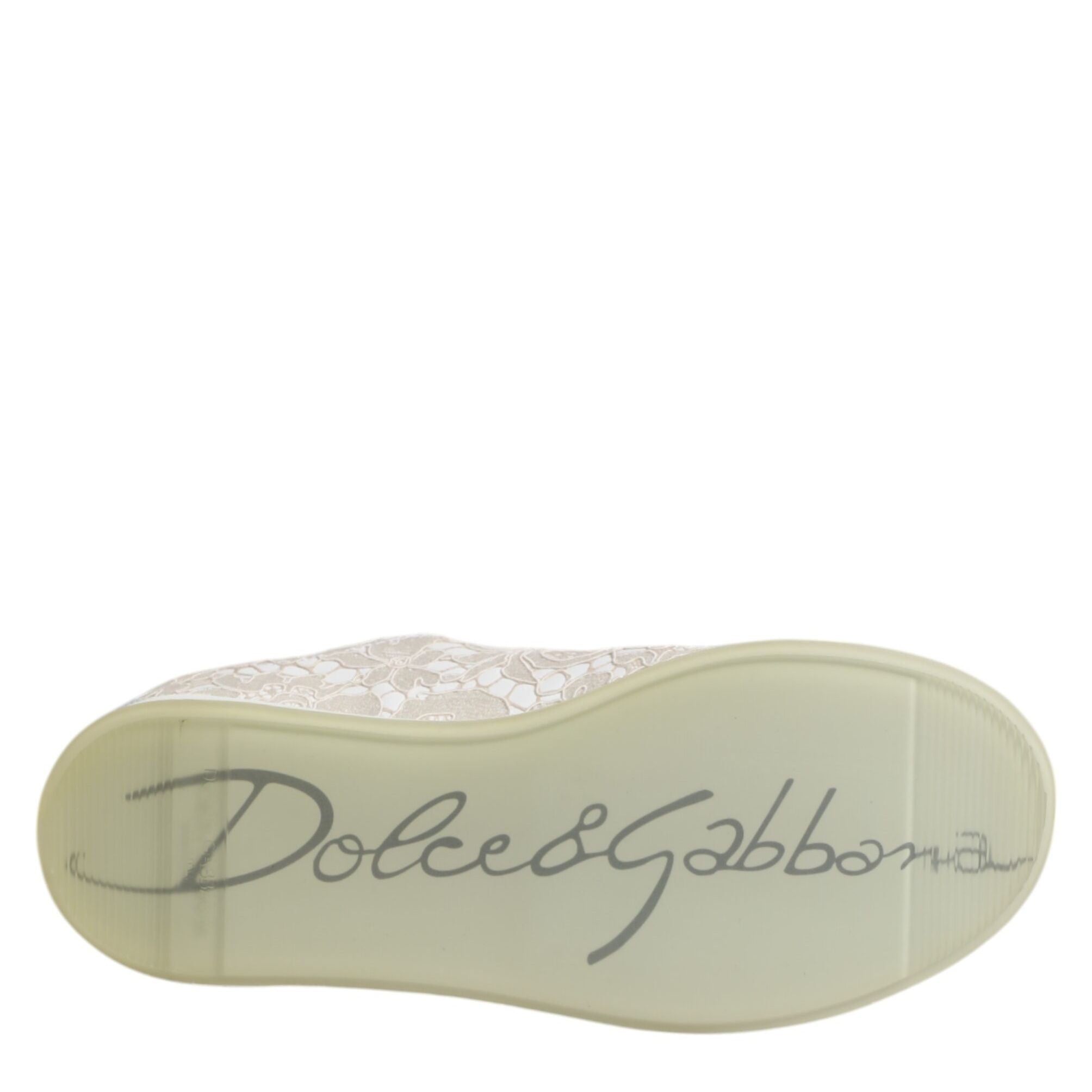 Dolce & Gabbana White Lace Leather Low Top Sneaker Shoes