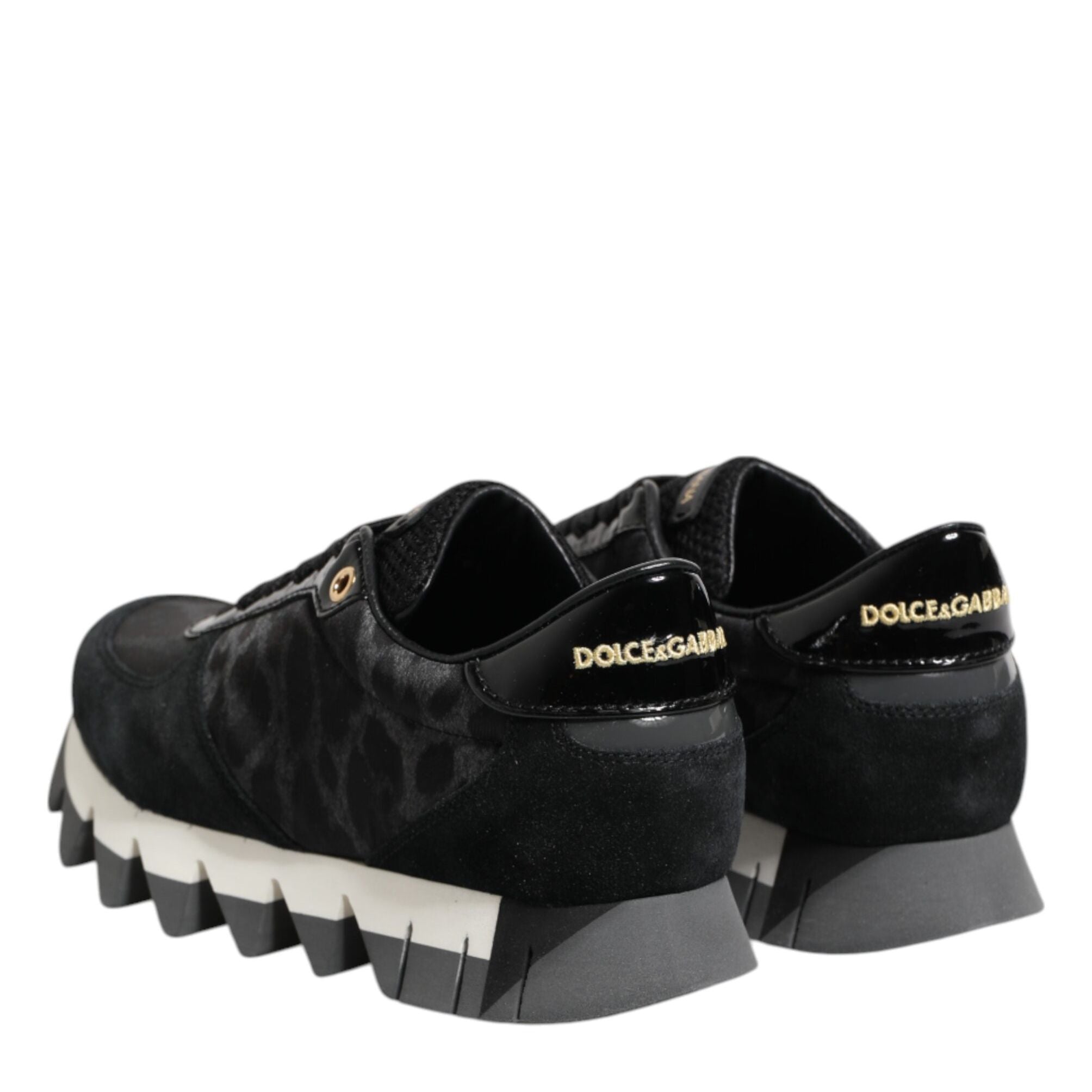 Dolce & Gabbana Black Gray Leopard Low Top Sneakers Shoes