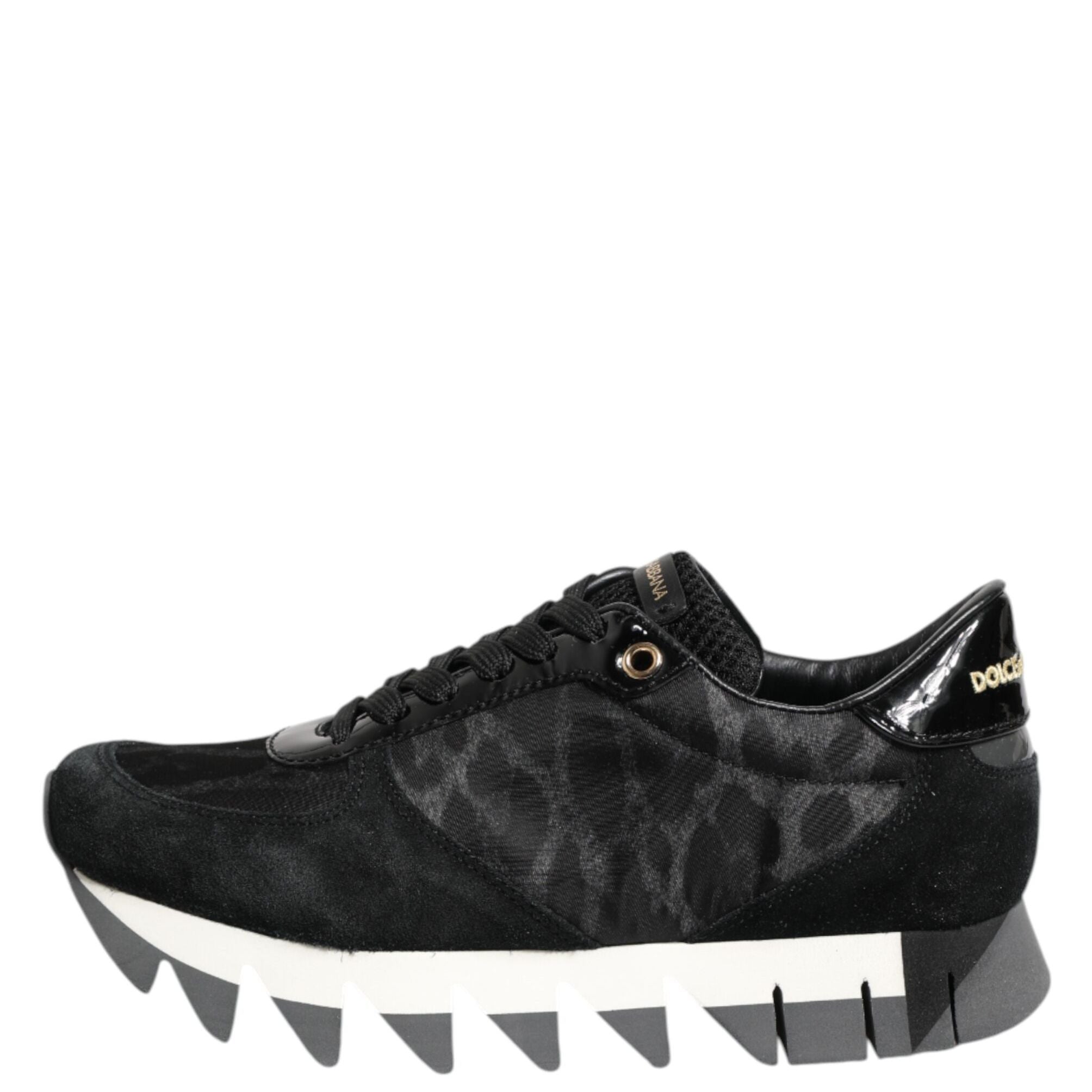 Dolce & Gabbana Black Gray Leopard Low Top Sneakers Shoes