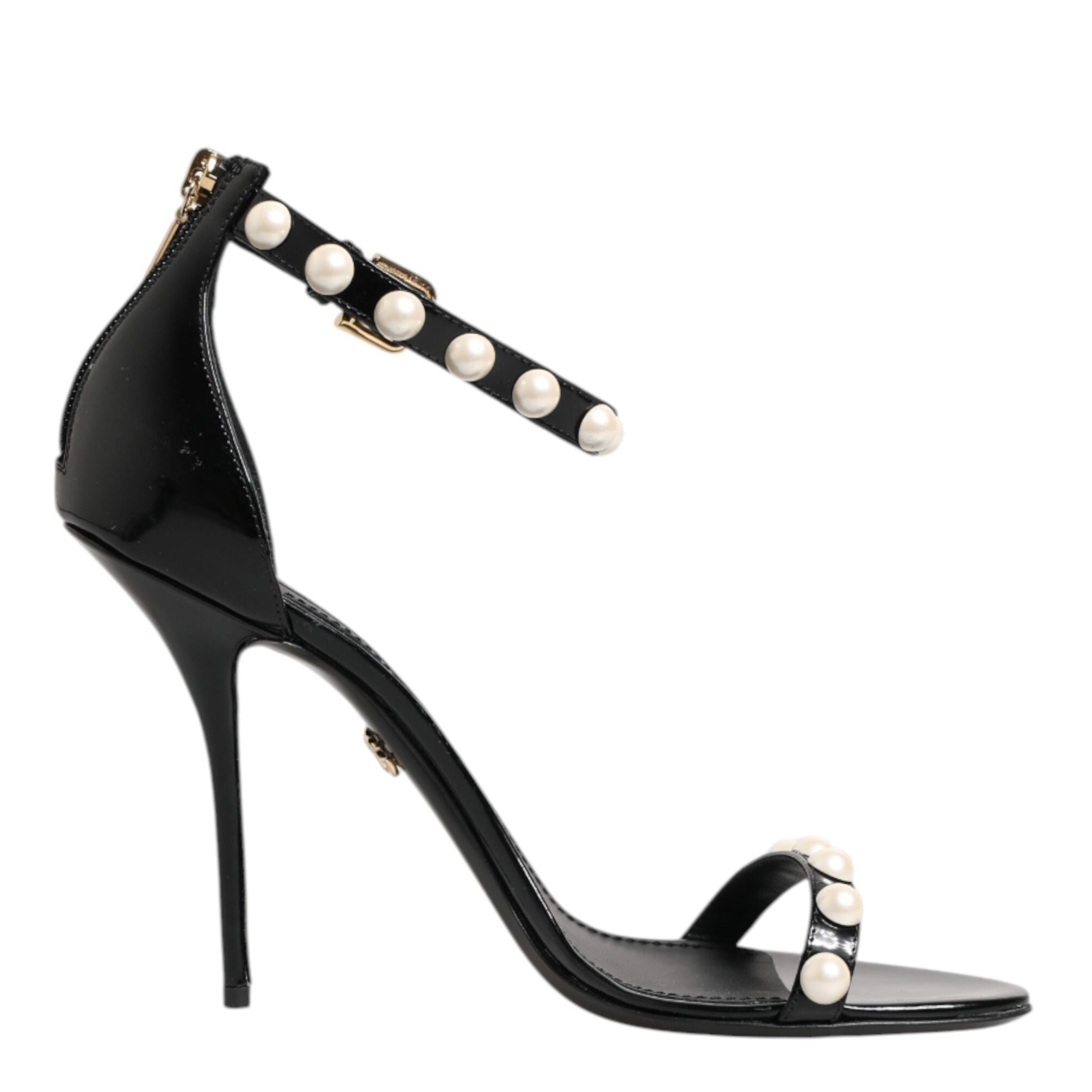 Dolce & Gabbana Black KEIRA Pearl Embellished Sandals Shoes